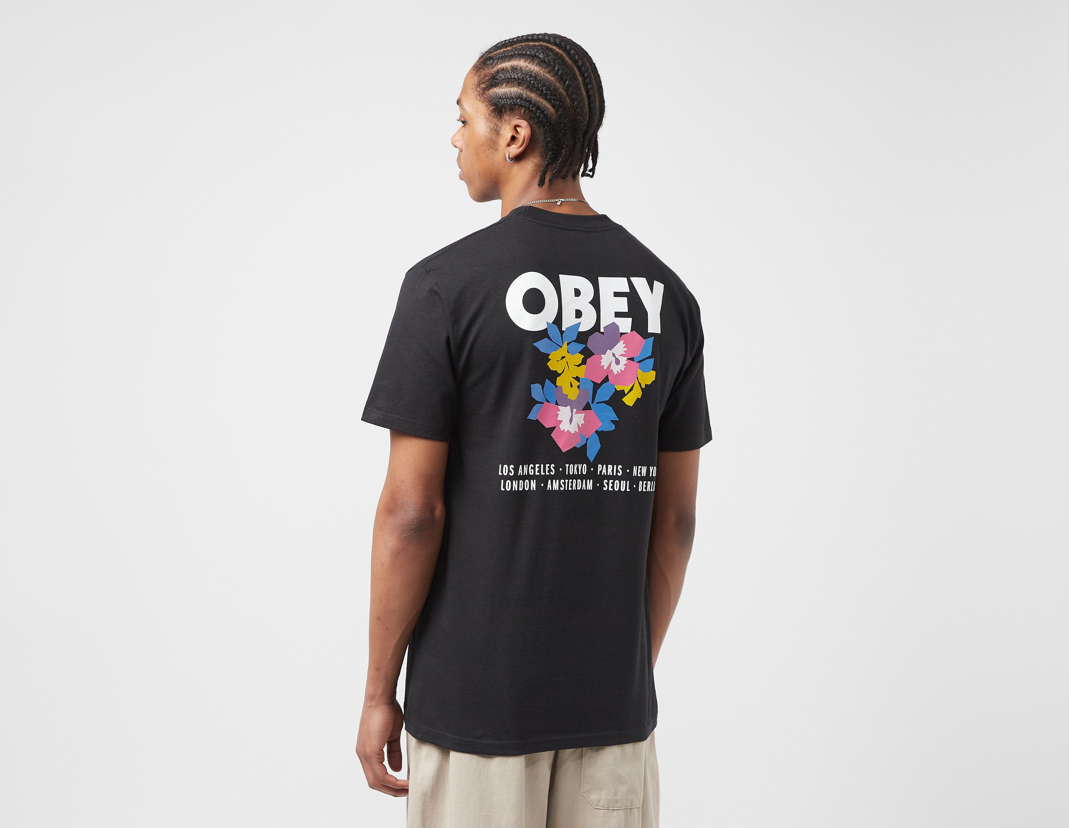 obey t-shirt floral garden, black