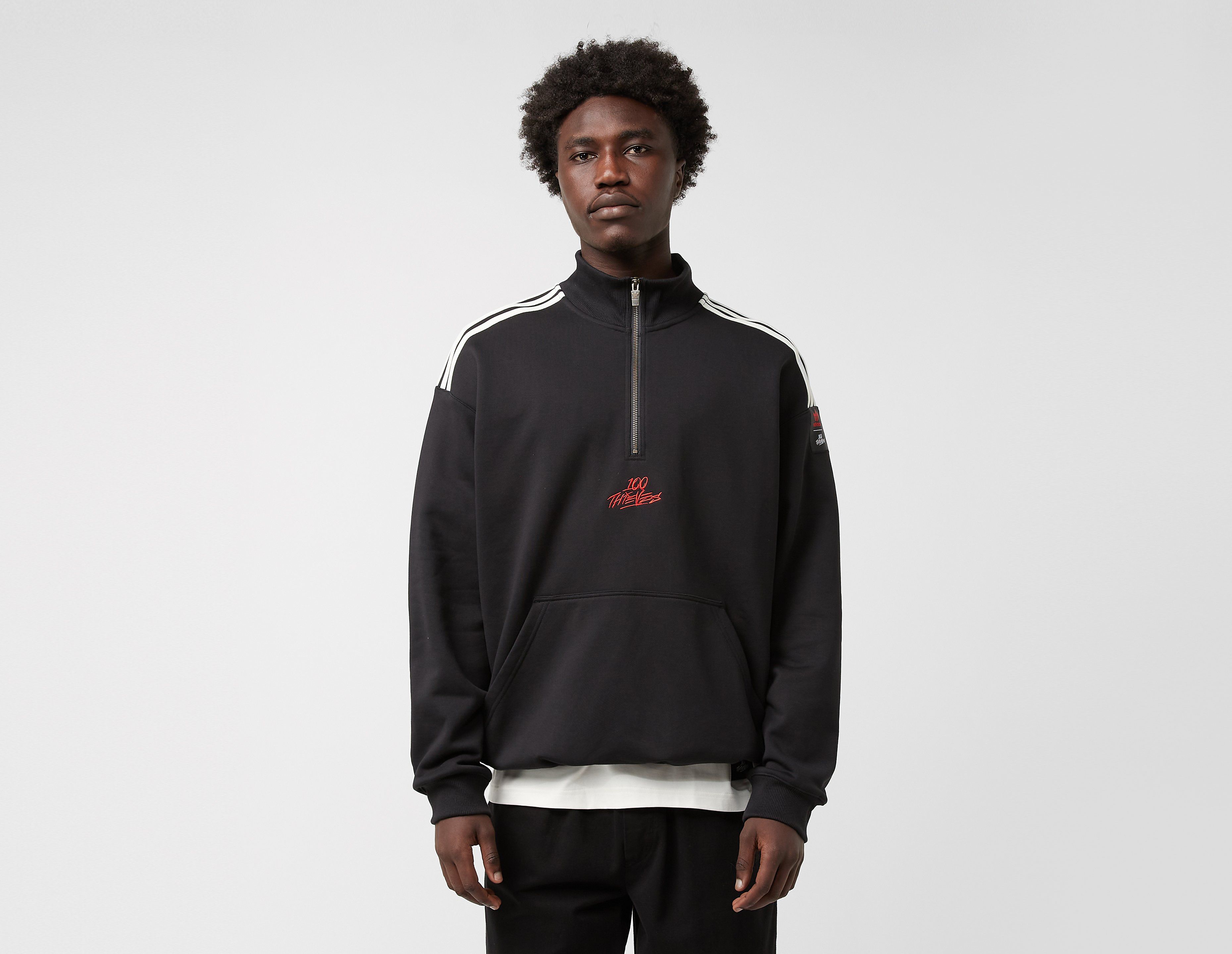 adidas Originals x 100 Thieves Quarter Zip Sweatshirt, Black