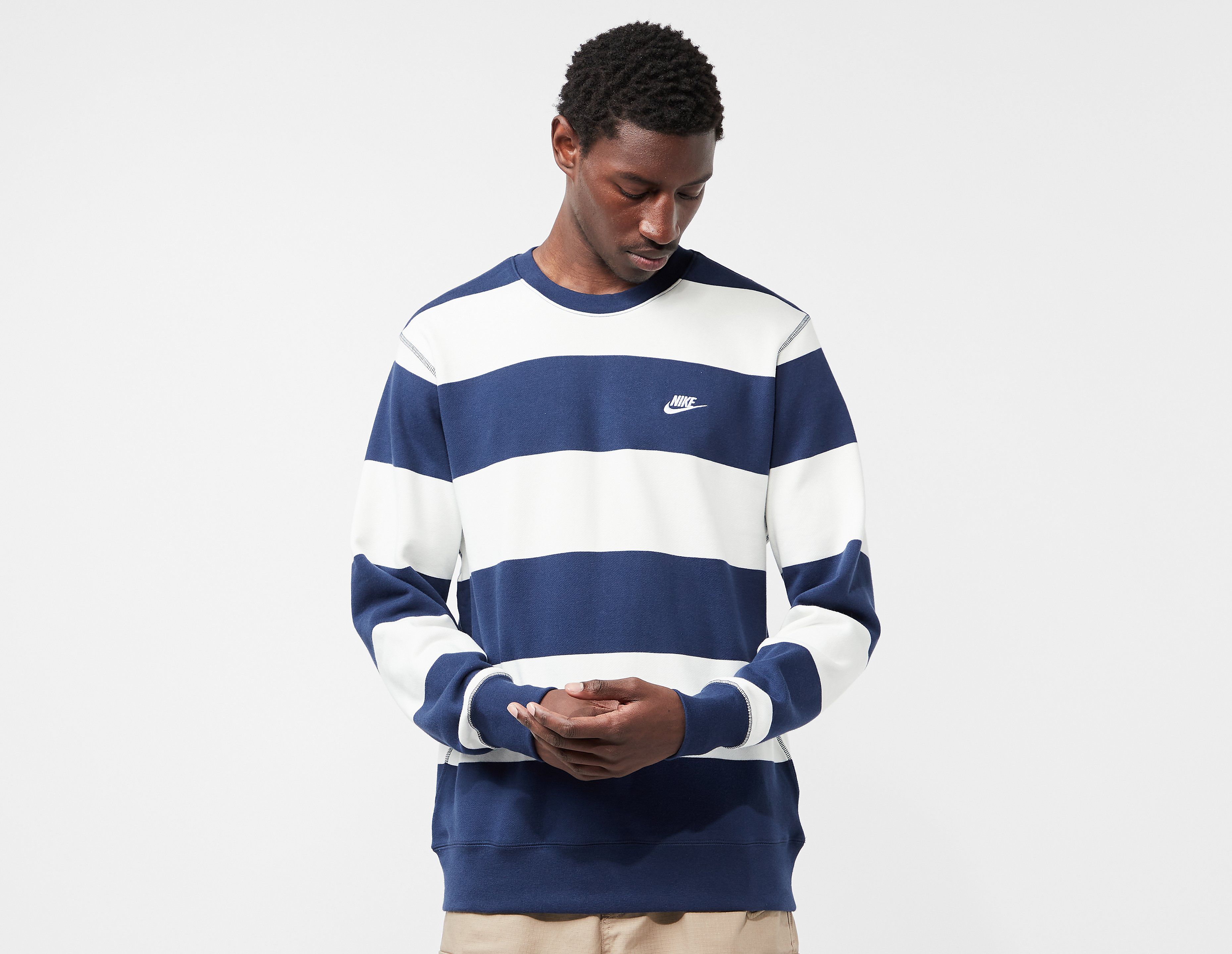 Nike Club Striped Sweatshirt, Navy