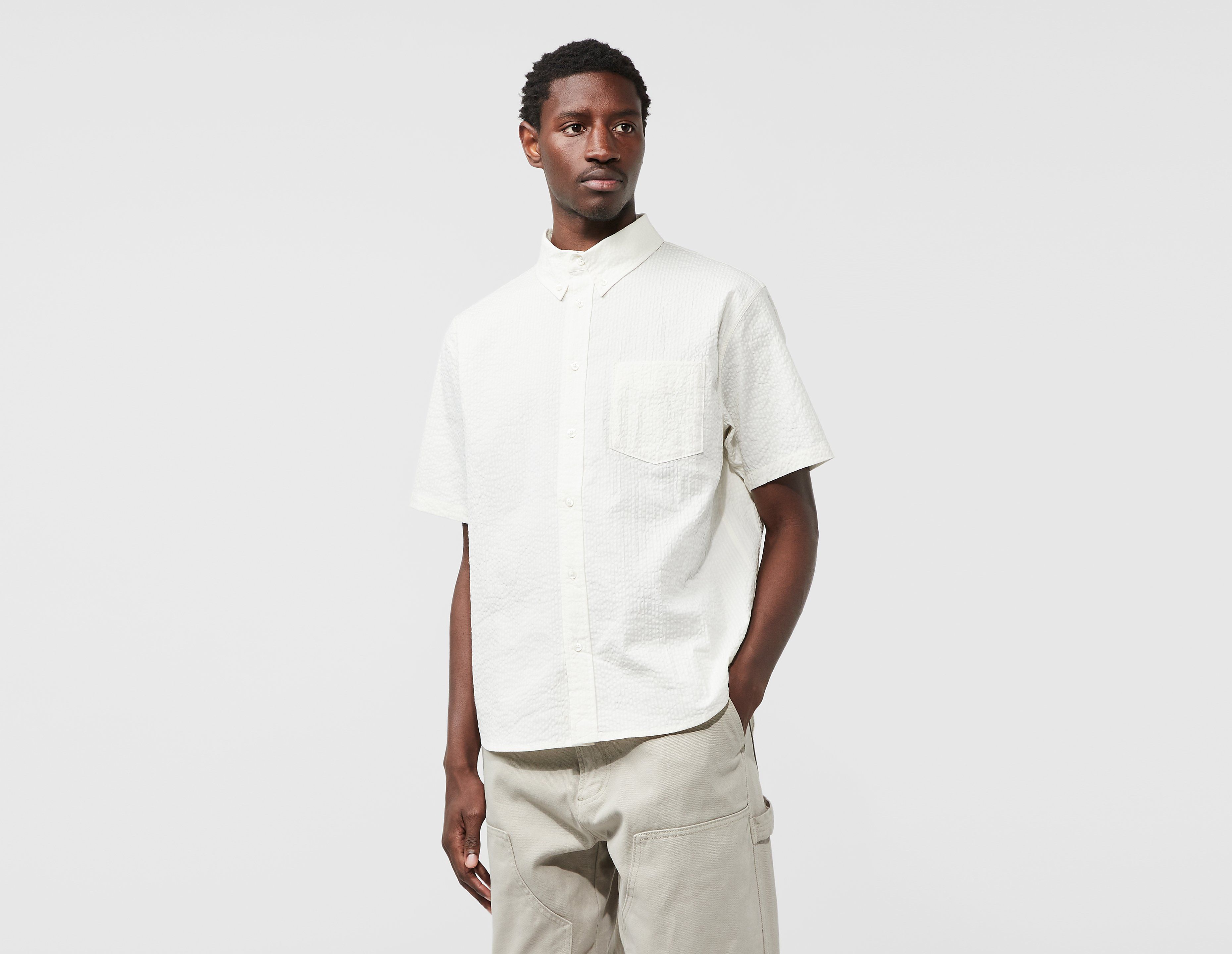 Nike Life Seersucker Short Sleeve Shirt, Ecru