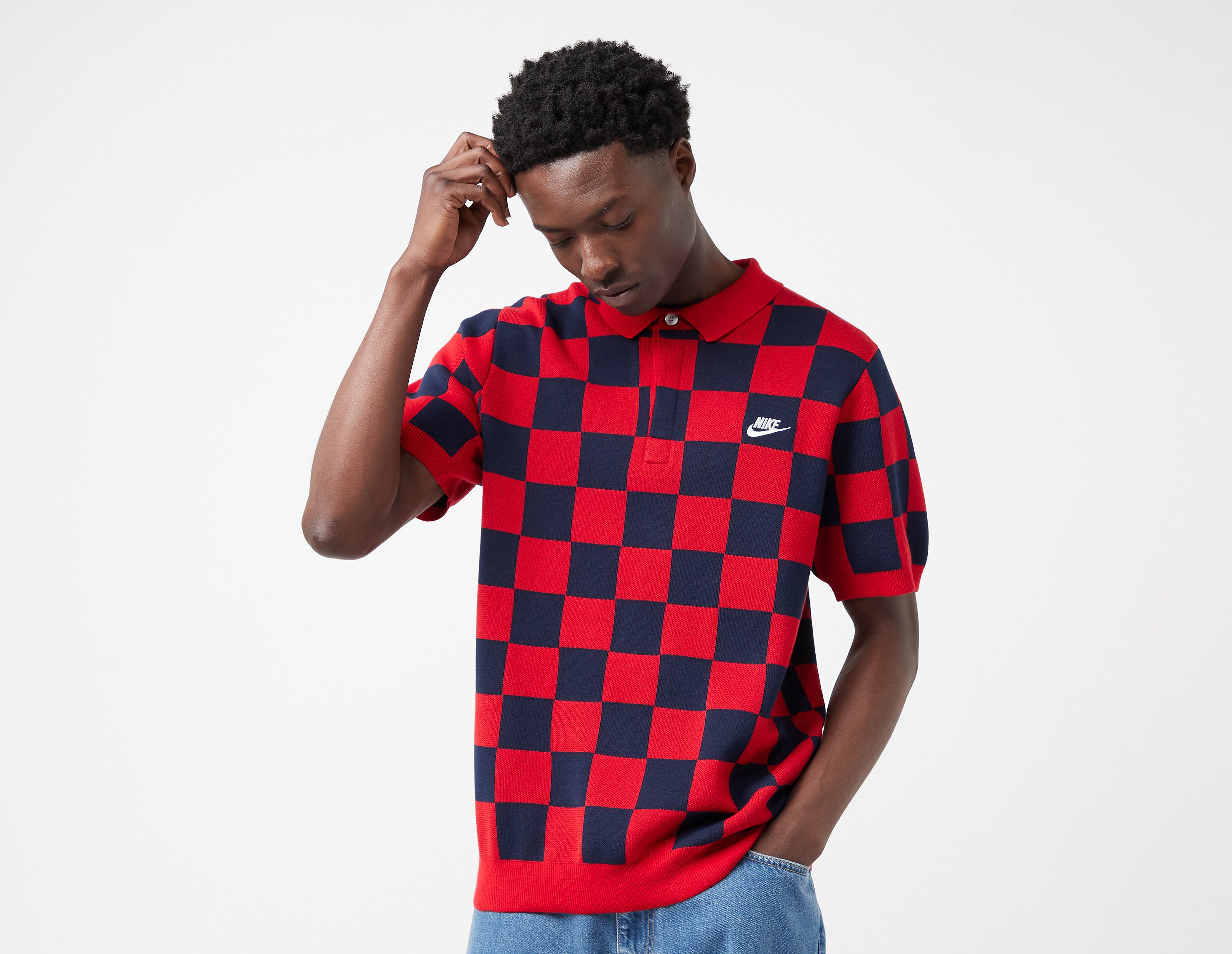 Nike Club Checkers Polo Shirt, Red