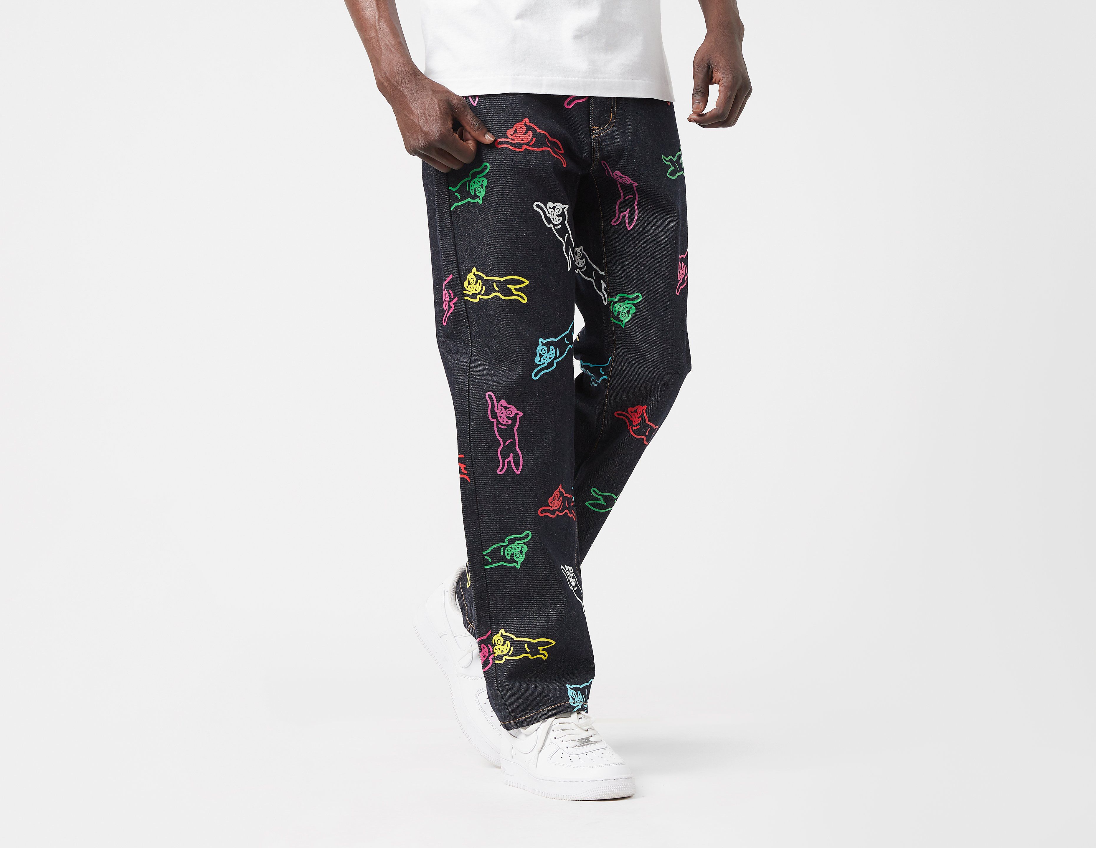 ICECREAM All Over Print Running Dog Jeans, Blue