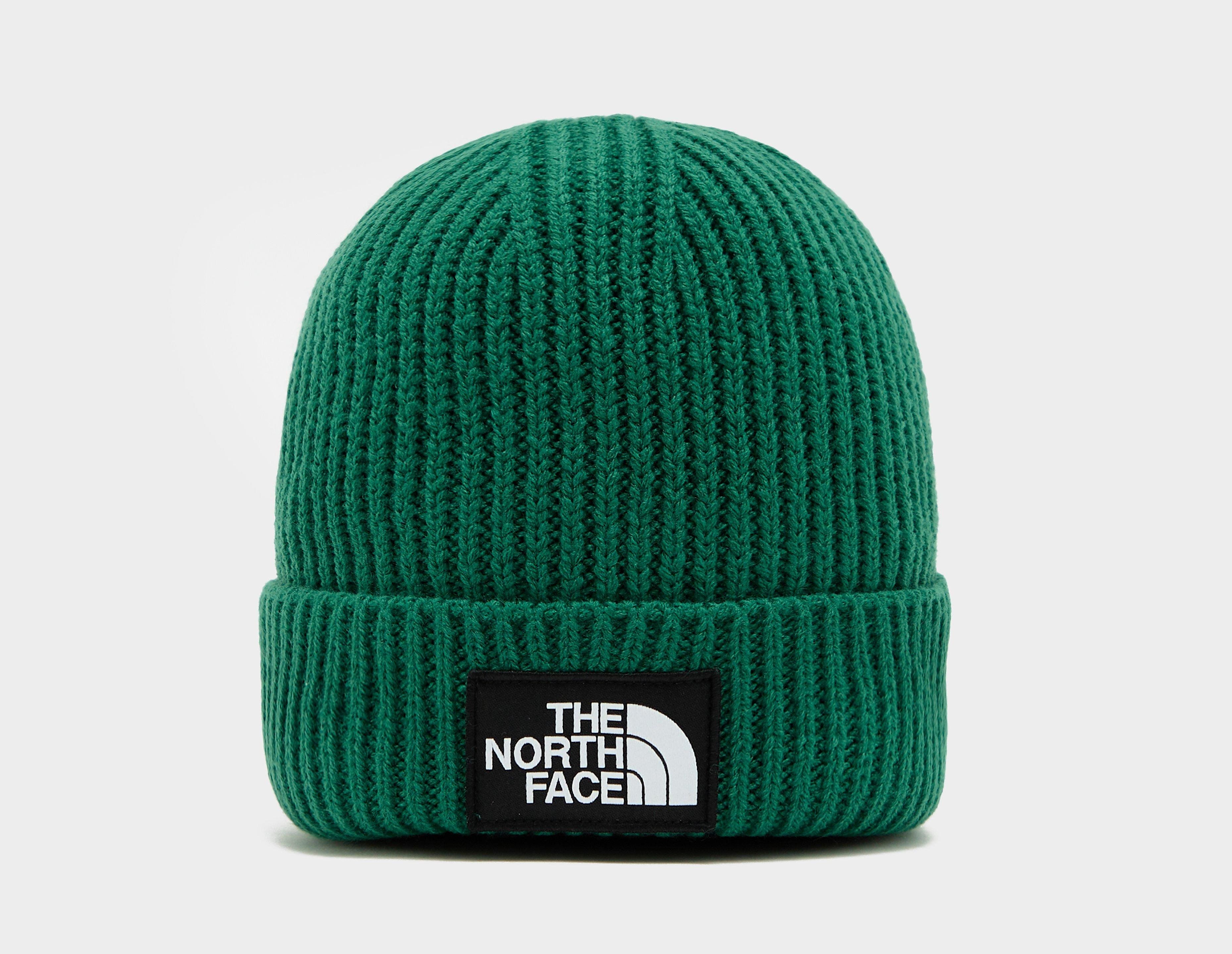 The North Face Logo Box Cuffed Beanie Hat, Green