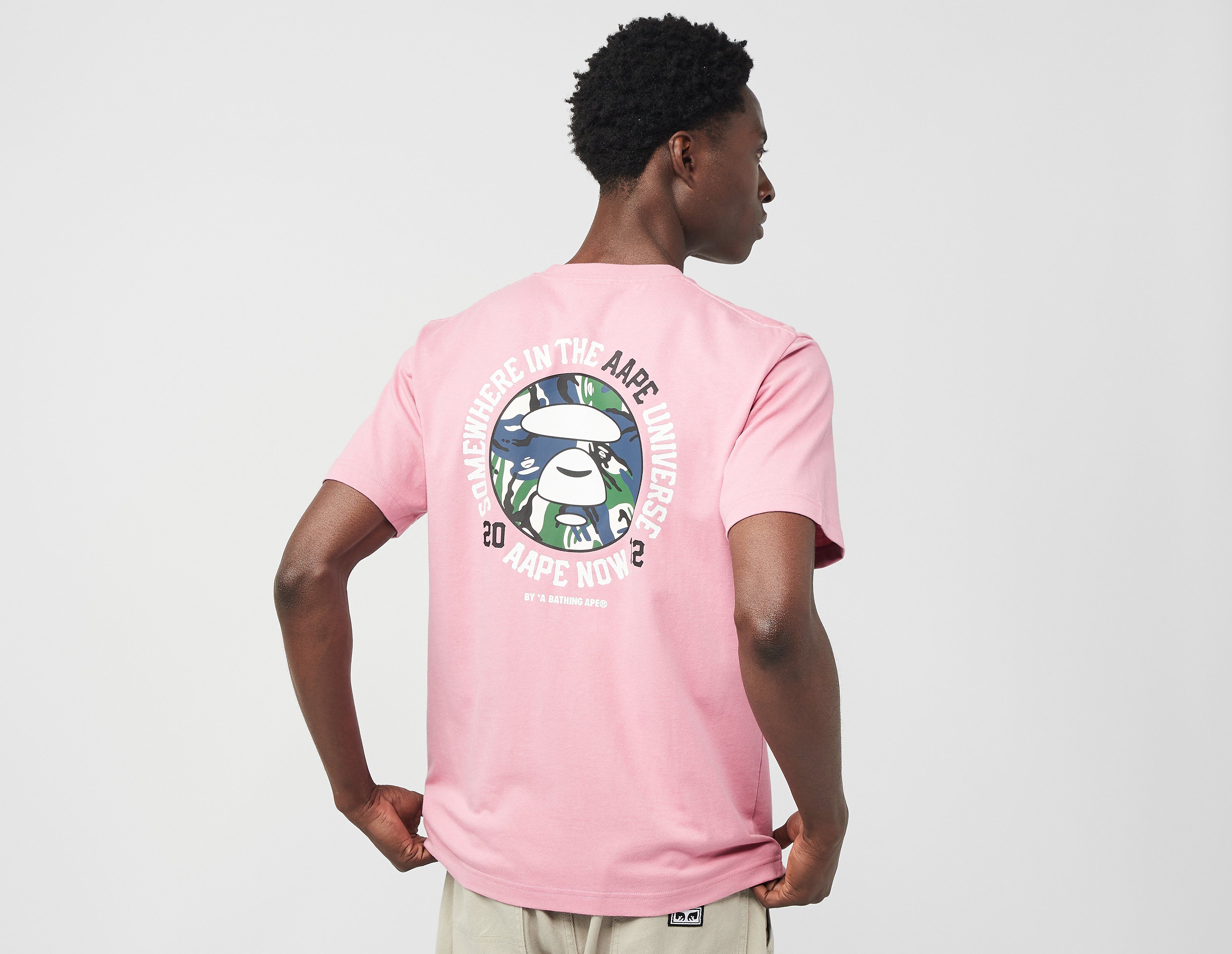 AAPE By A Bathing Ape Back Print Graphic T-Shirt, Pink
