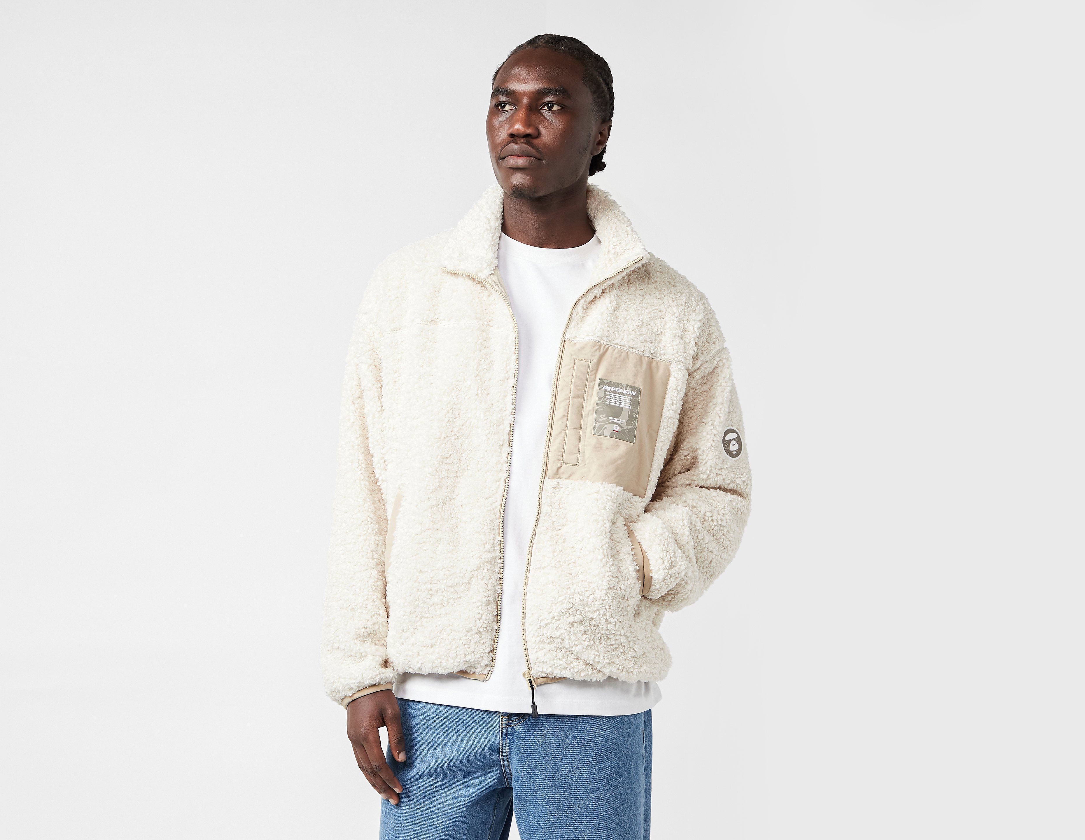 AAPE By A Bathing Ape Zip Fleece Jacket, White