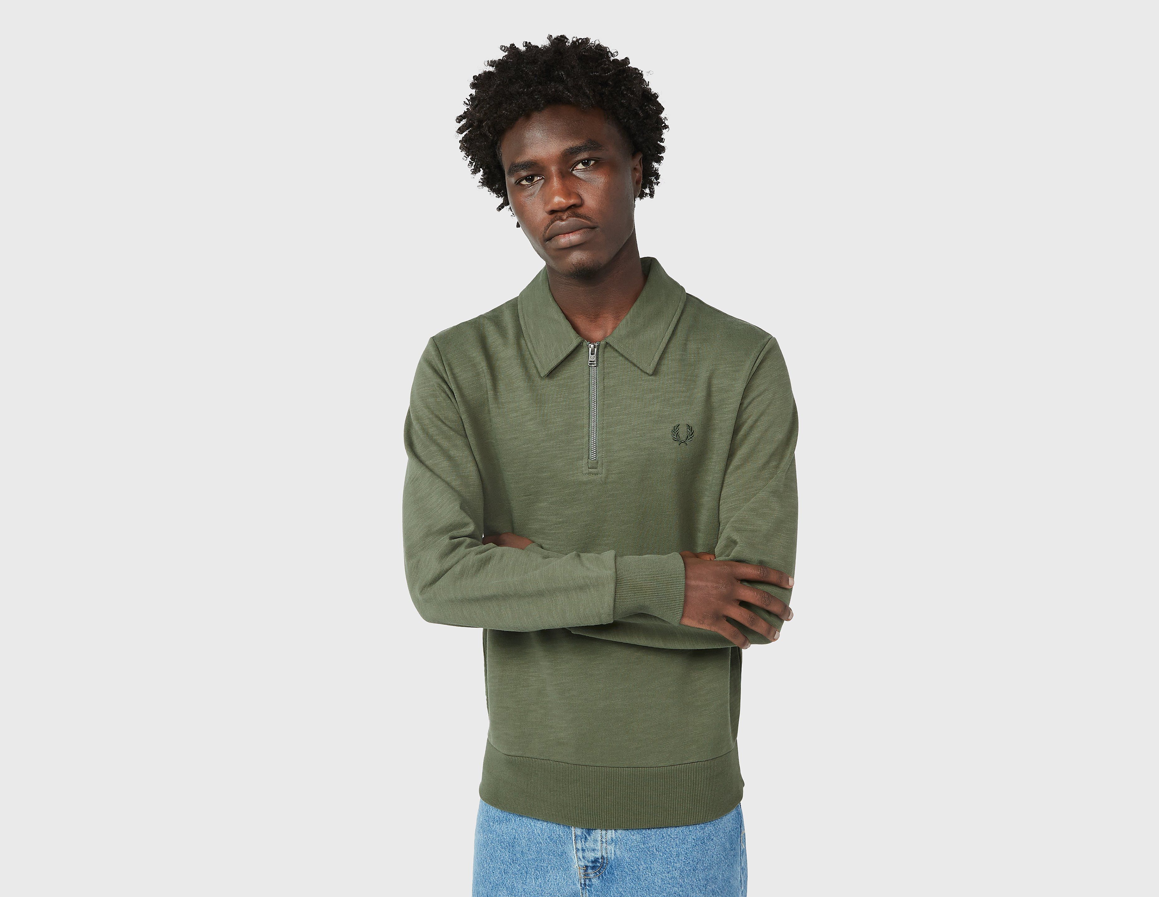 Fred Perry Zip Neck Collared Sweatshirt, Green