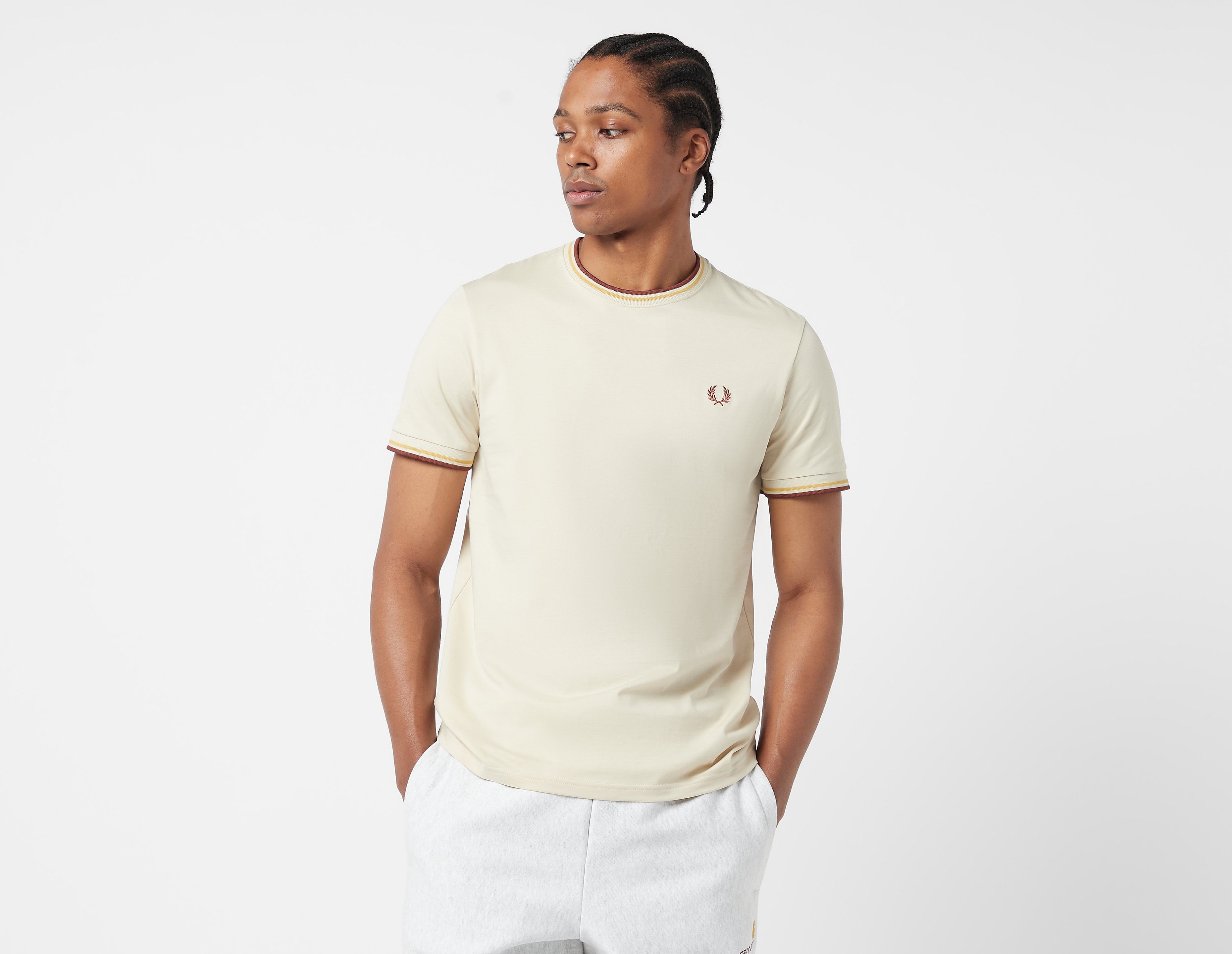 Fred Perry Twin Tipped Ringer Short Sleeve T-Shirt, Ecru