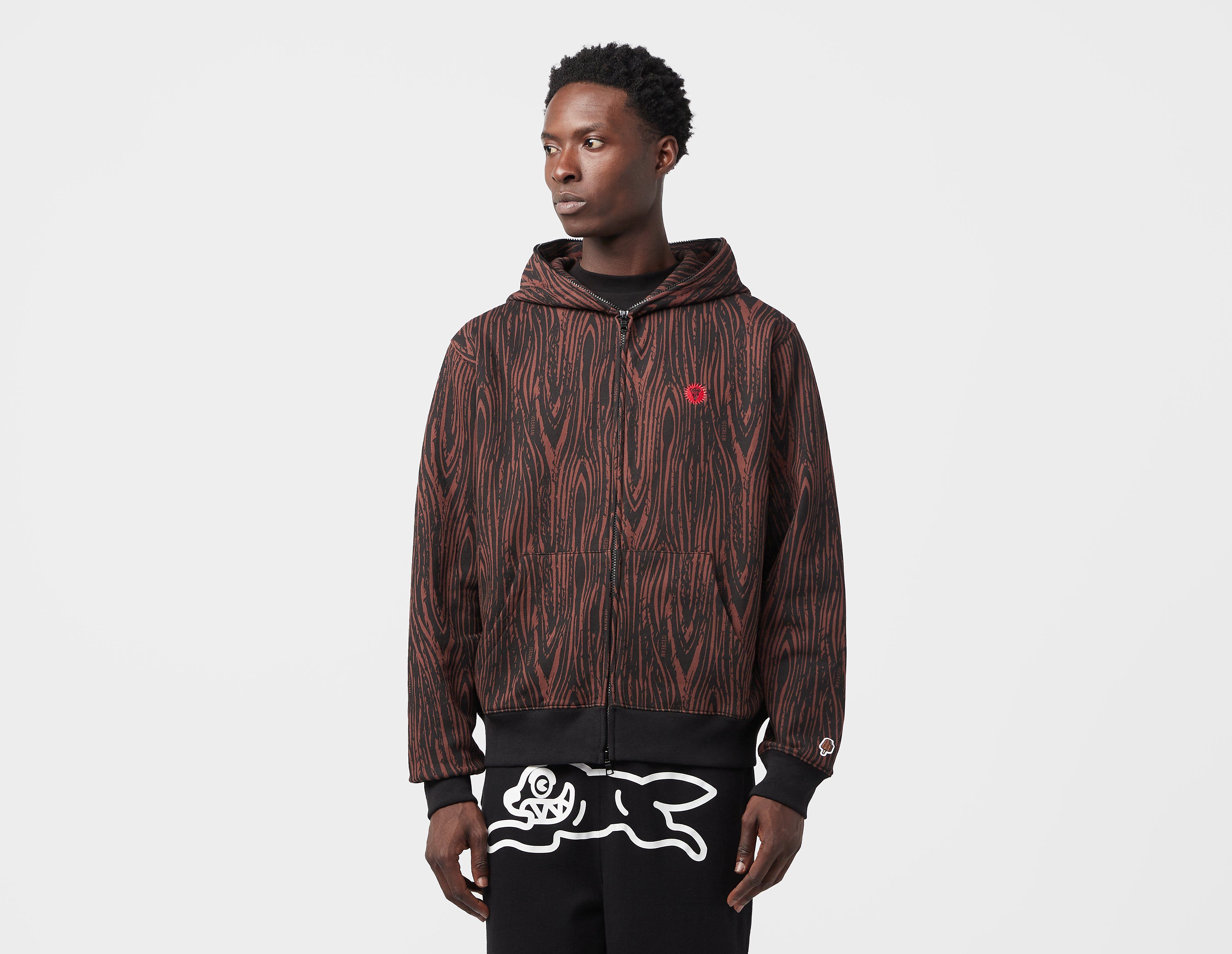 ICECREAM Woodgrain Zip Hoodie, Brown