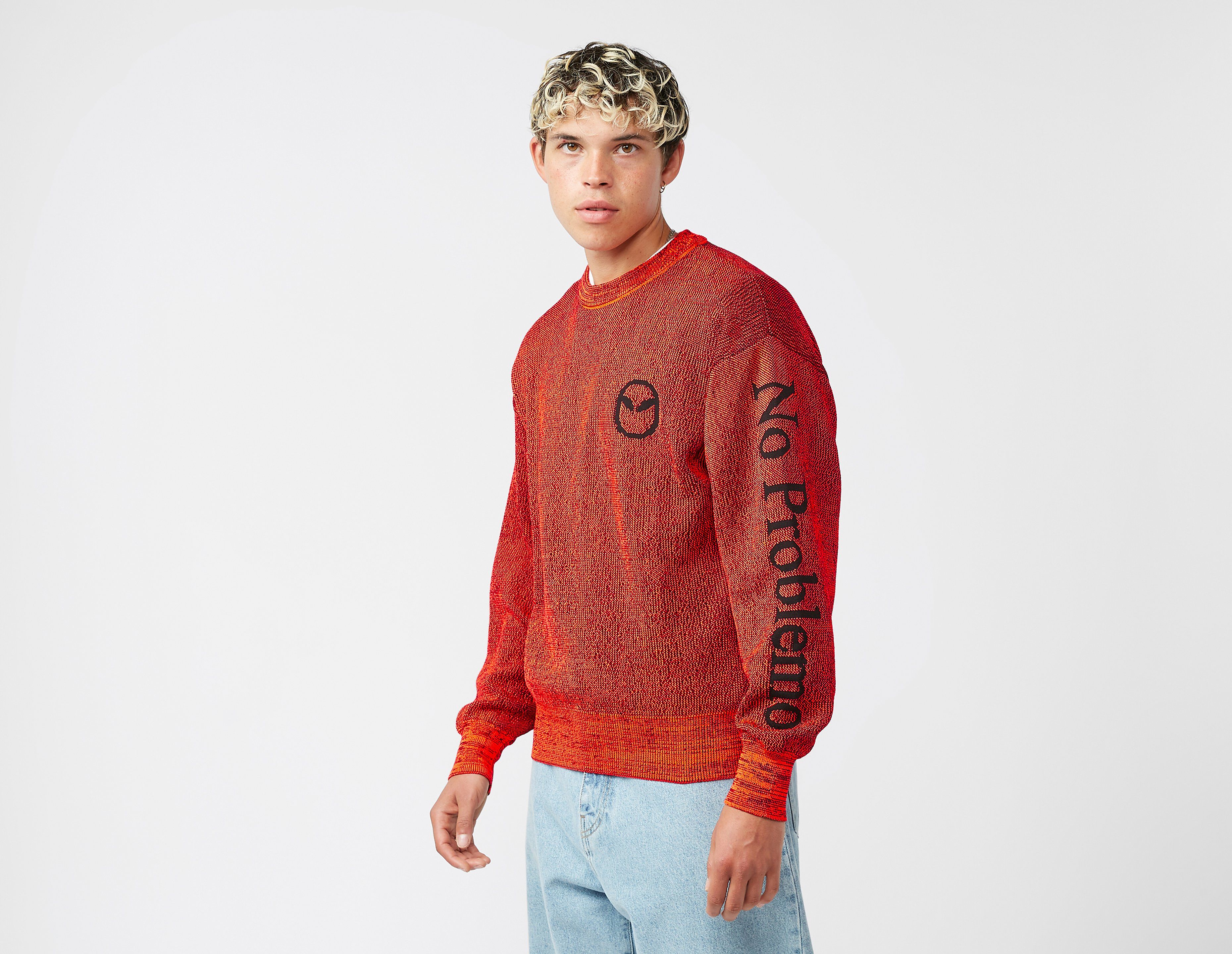 No Problemo Alien-O Glitch Knit Sweatshirt, Orange