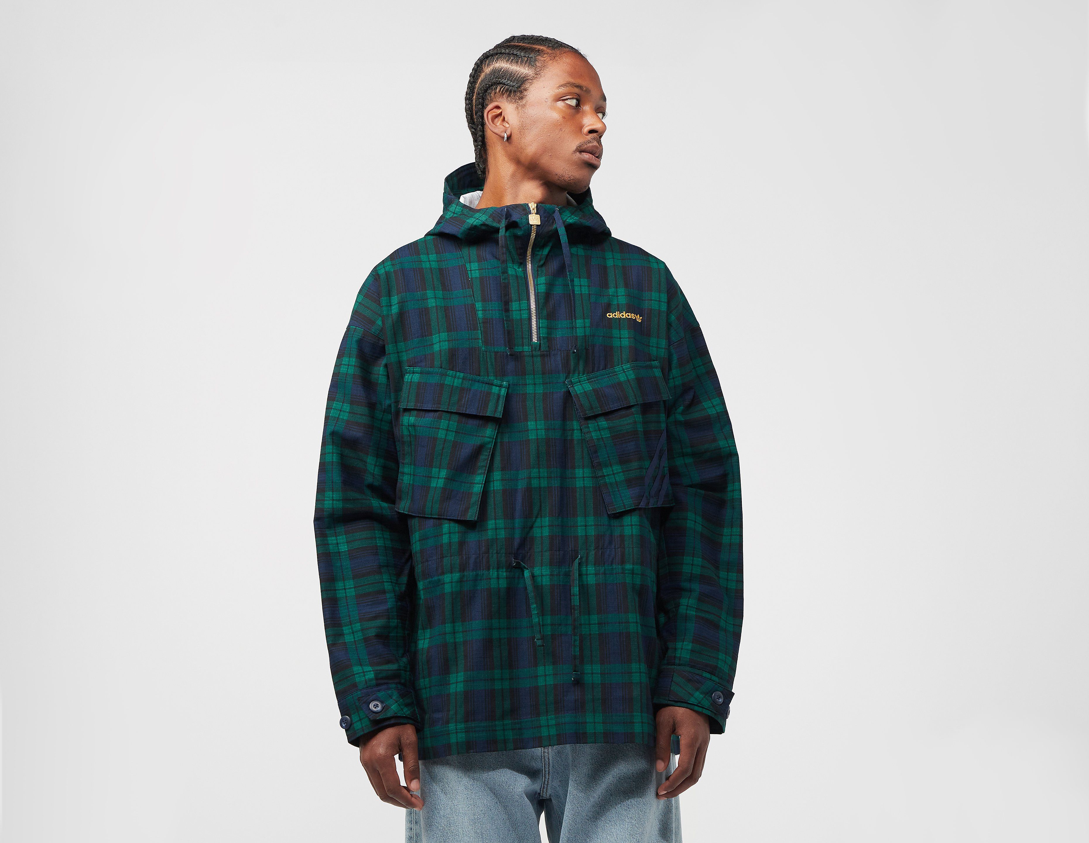Adidas Originals Check Windbreaker Jacket, Navy