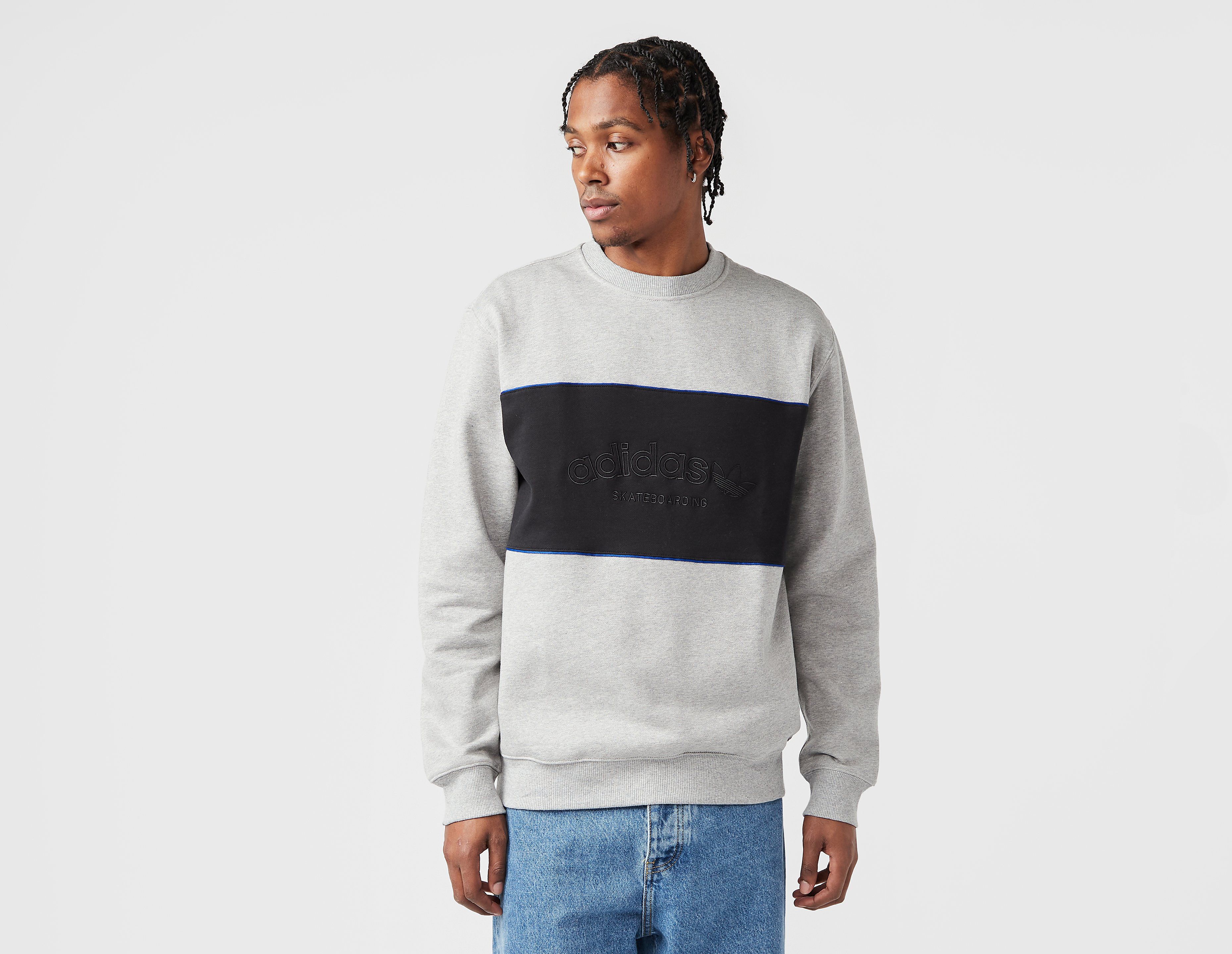 adidas Skateboarding Arched Logo Crew Sweatshirt, Grey