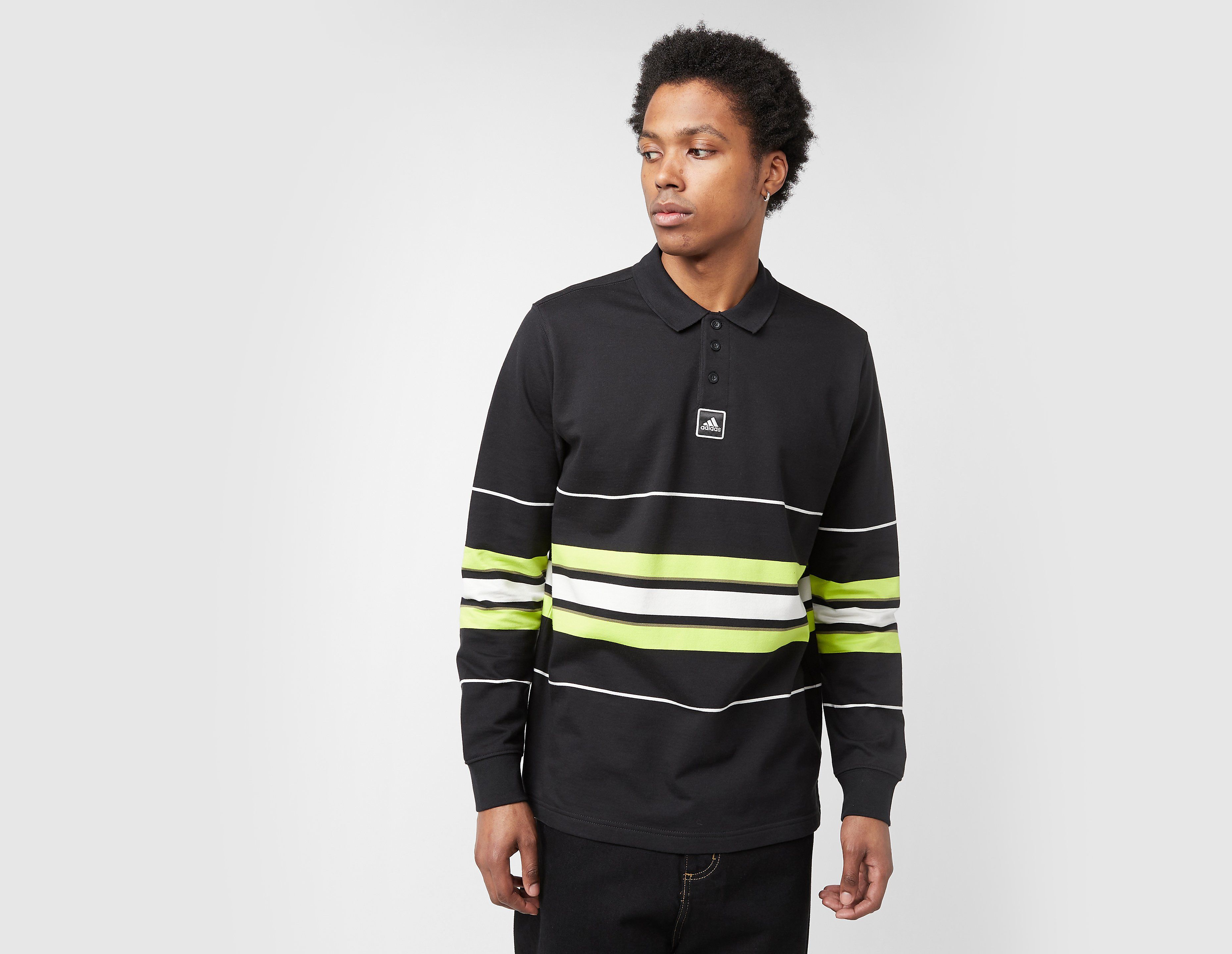 adidas Originals Striped Polo Shirt, Black
