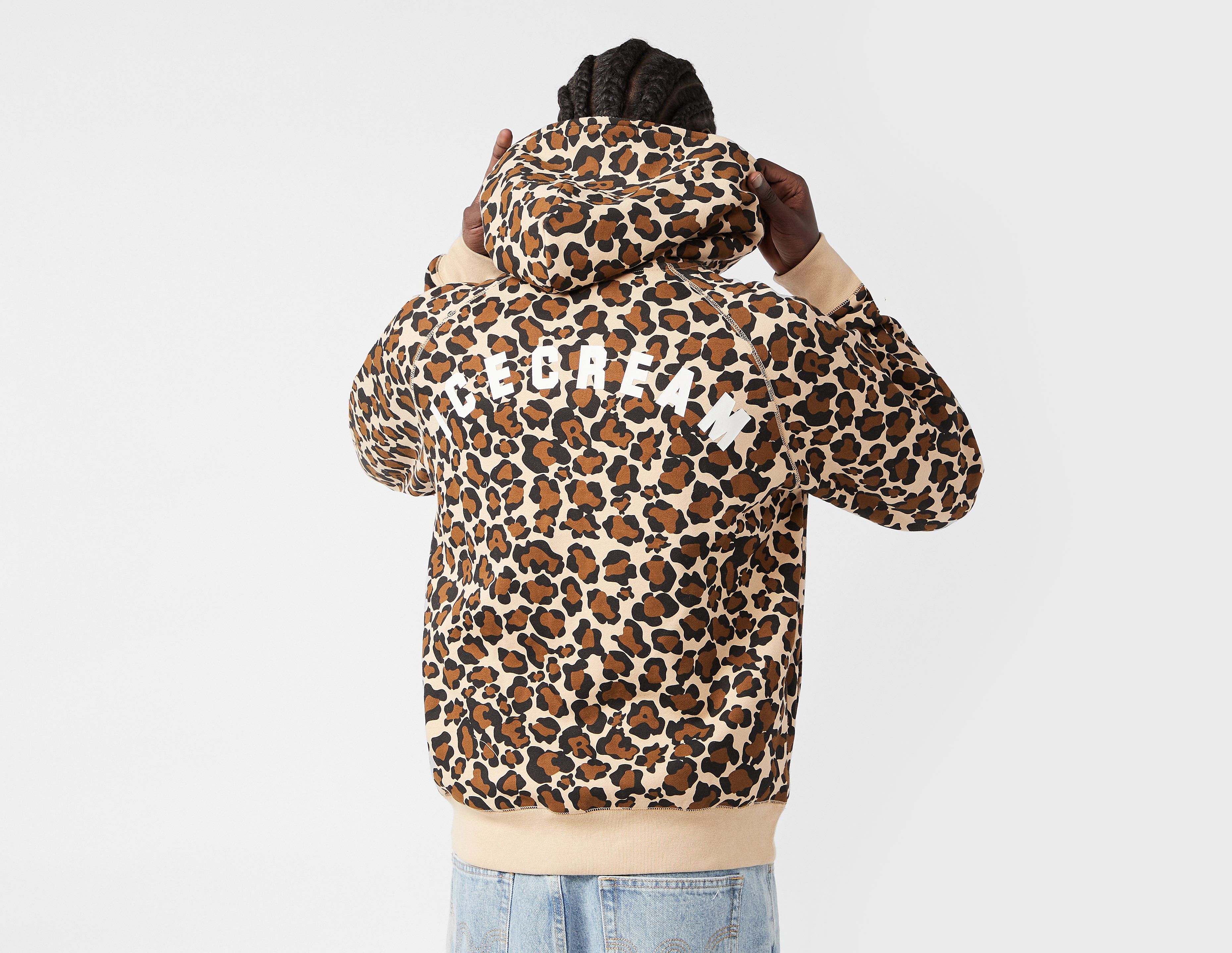 ICECREAM Leopard Full Zip Hoodie, Brown