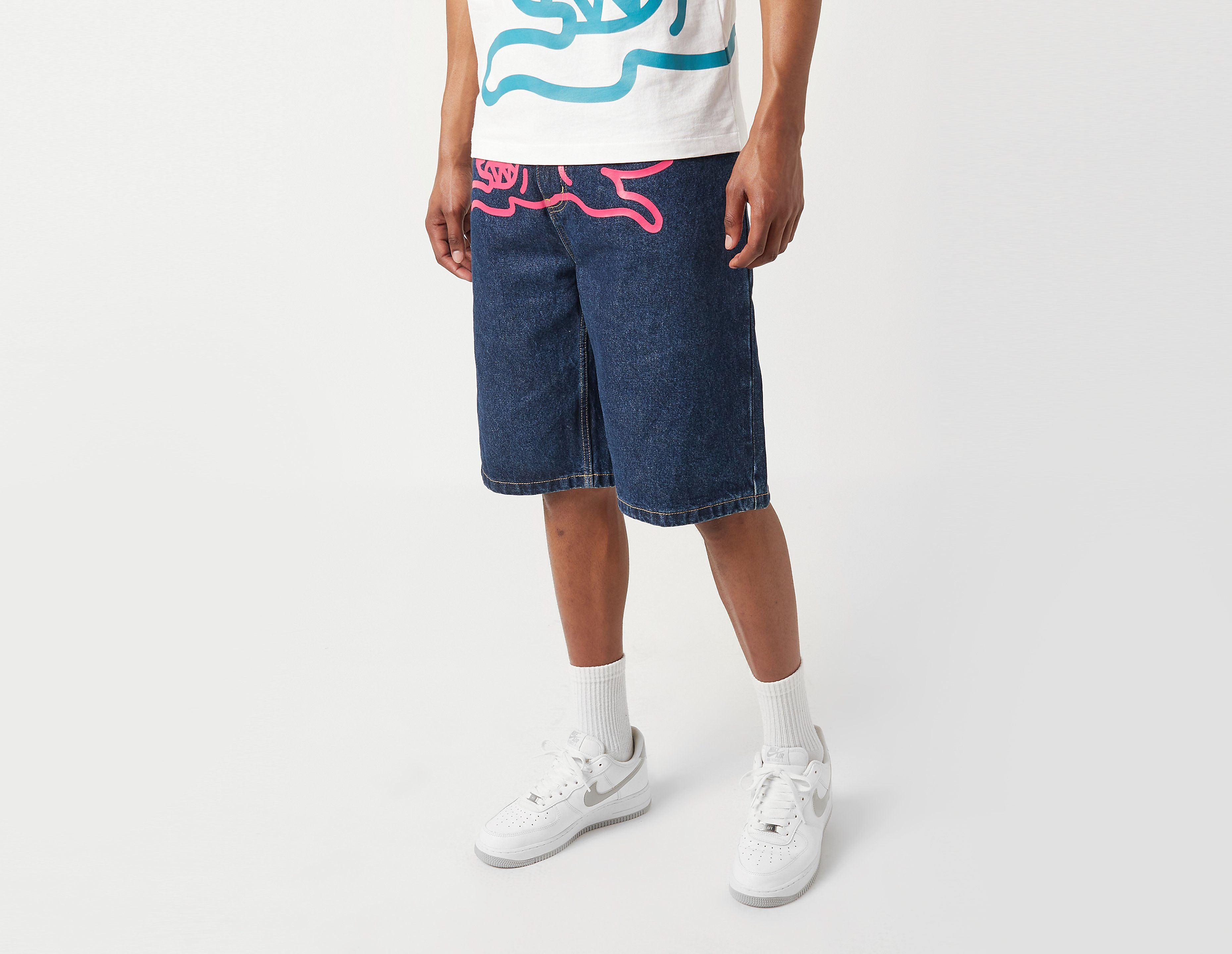ICECREAM Running Dog Denim Shorts, Blue