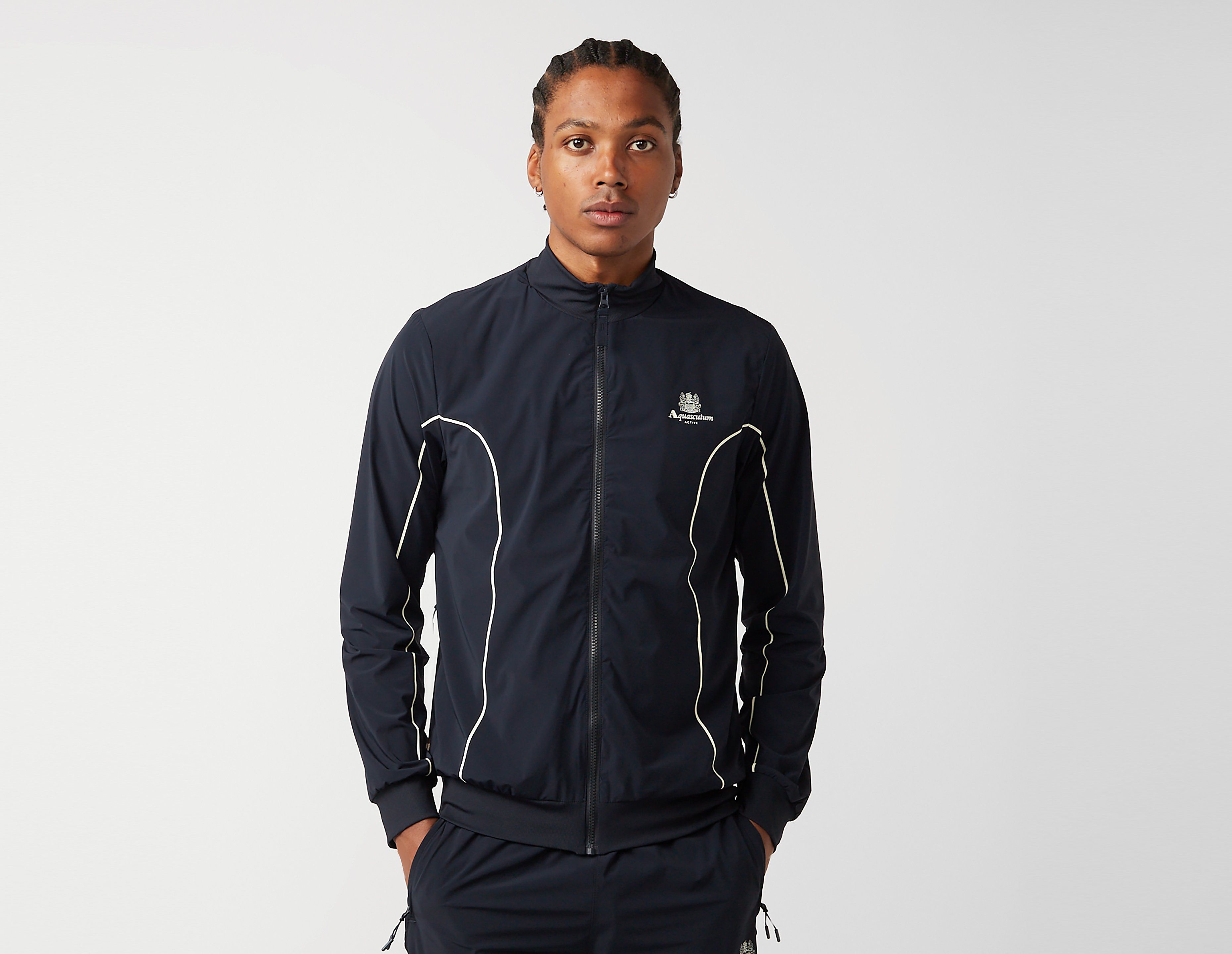 Aquascutum Active Stretch Stripes Mockneck Jacket, Navy