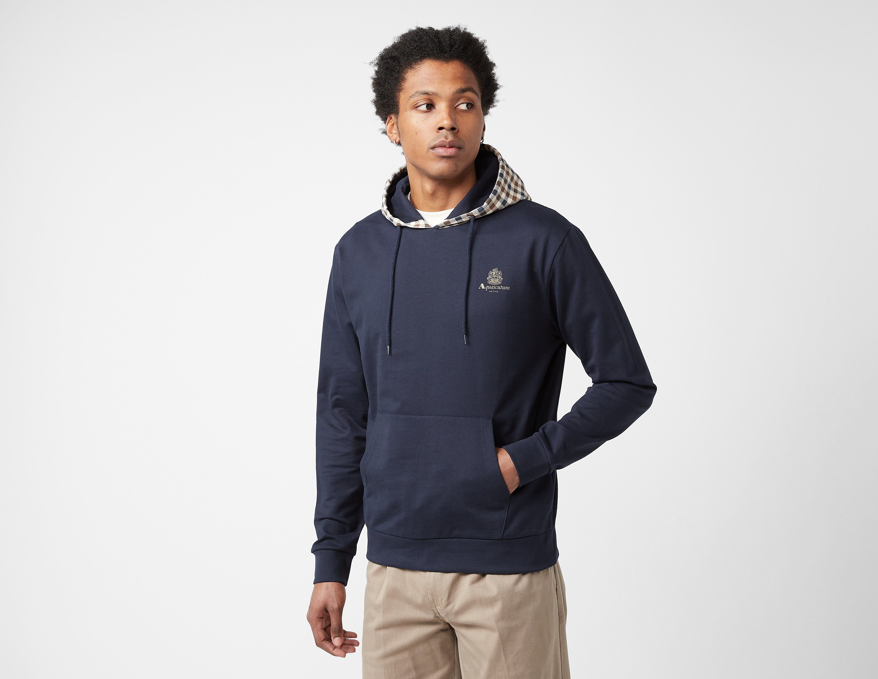 Aquascutum Club Check Hoodie, Navy