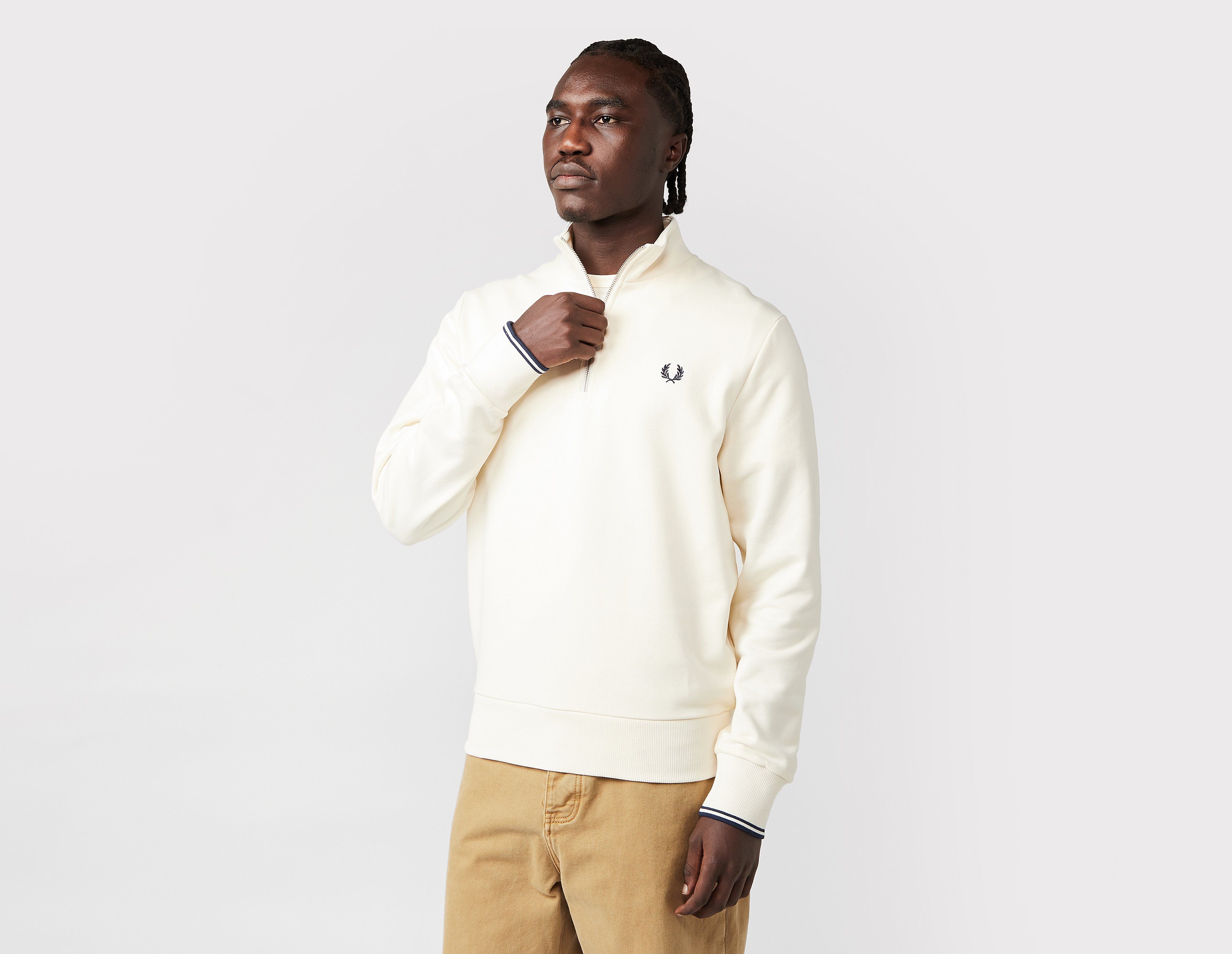 Fred Perry 1/2 Zip Sweatshirt, Ecru Tint