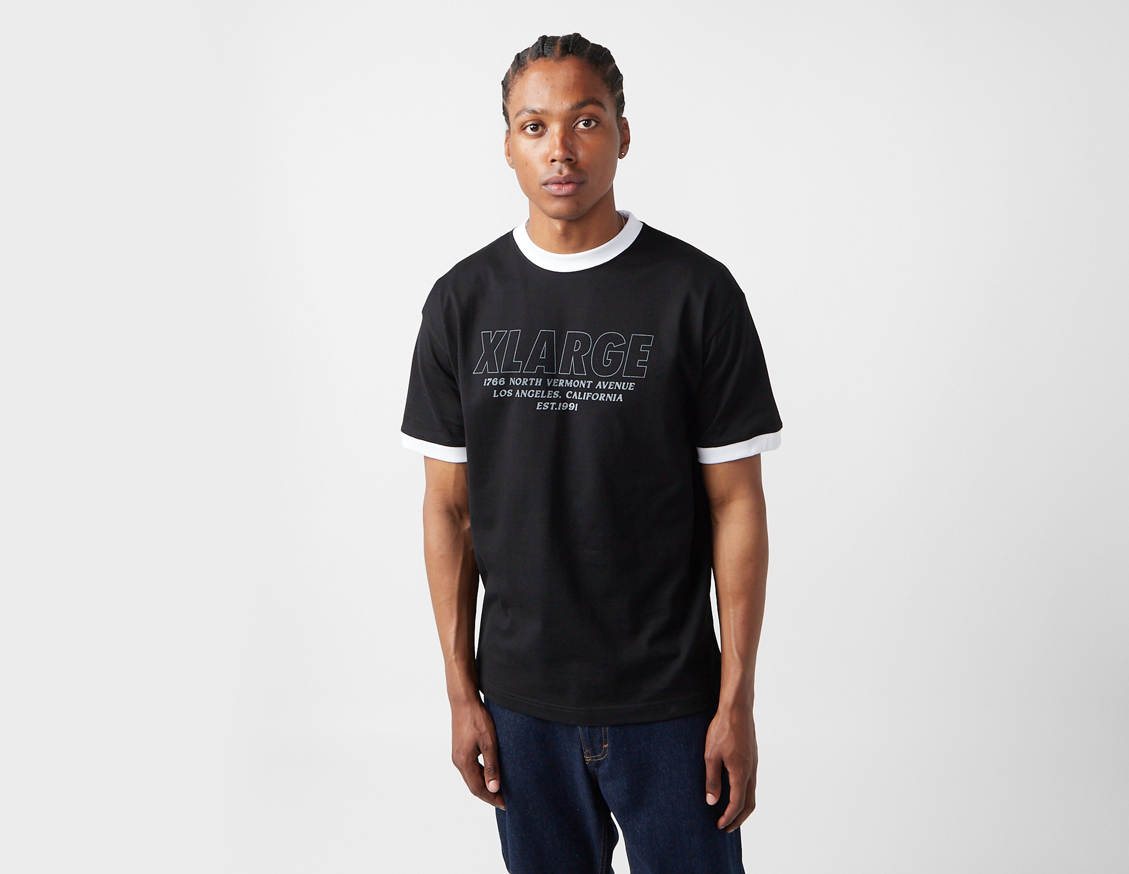 XLarge Store Address Ringer T-Shirt, Black