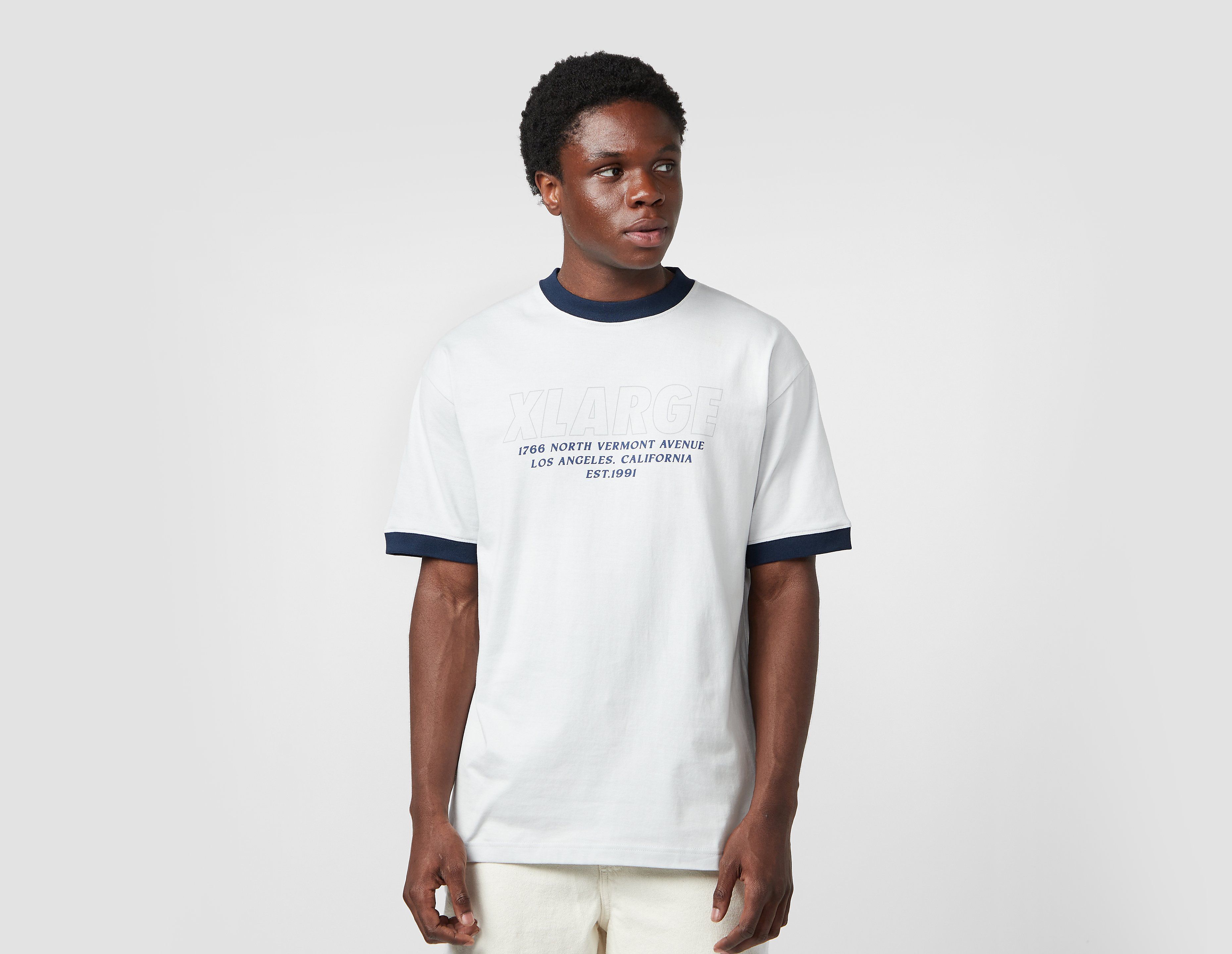 XLarge Store Address Ringer T-Shirt, Grey