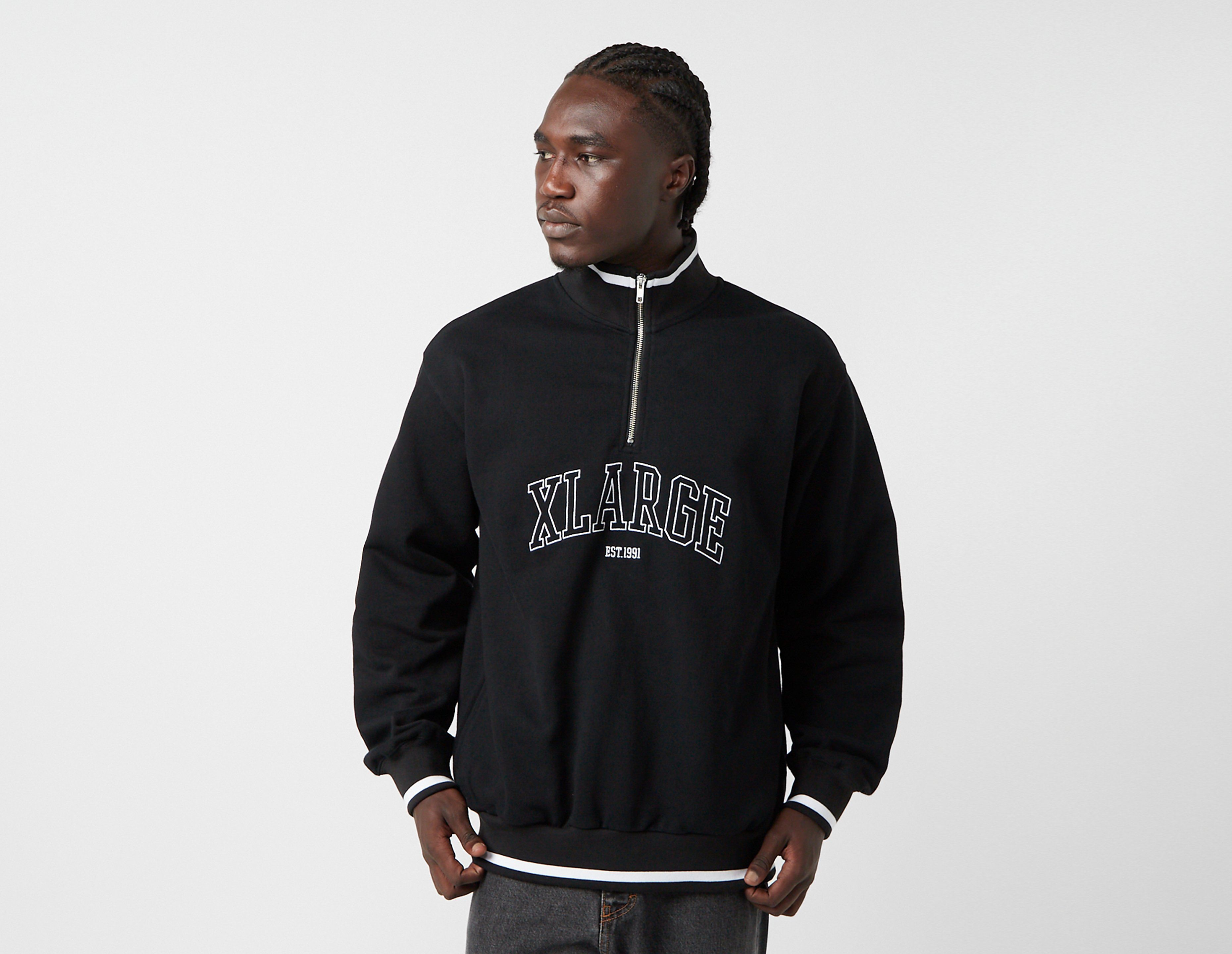 XLARGE Striped Rib 1/2 Zip, Black