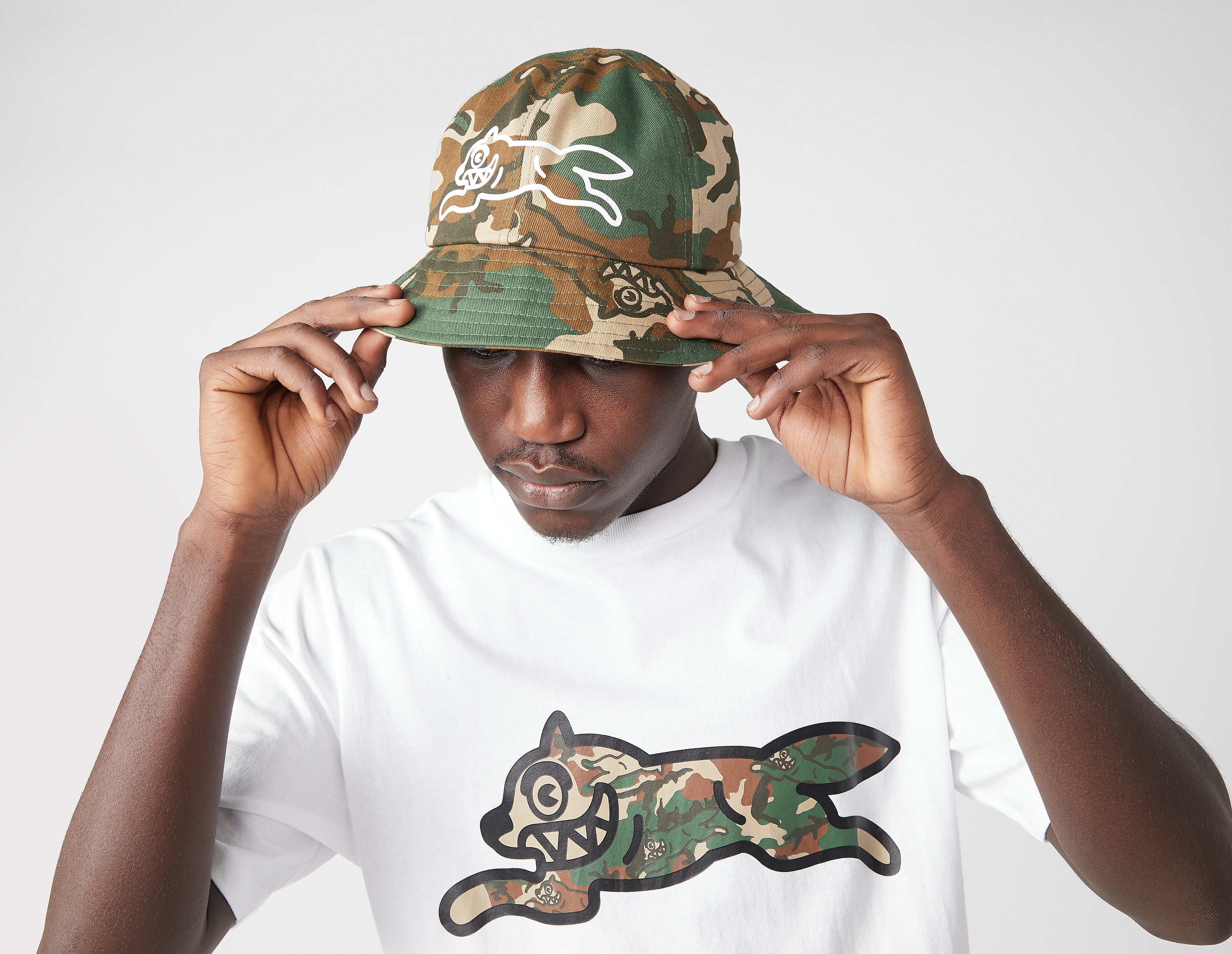 ICECREAM Running Dog Camo Bucket Hat, Green