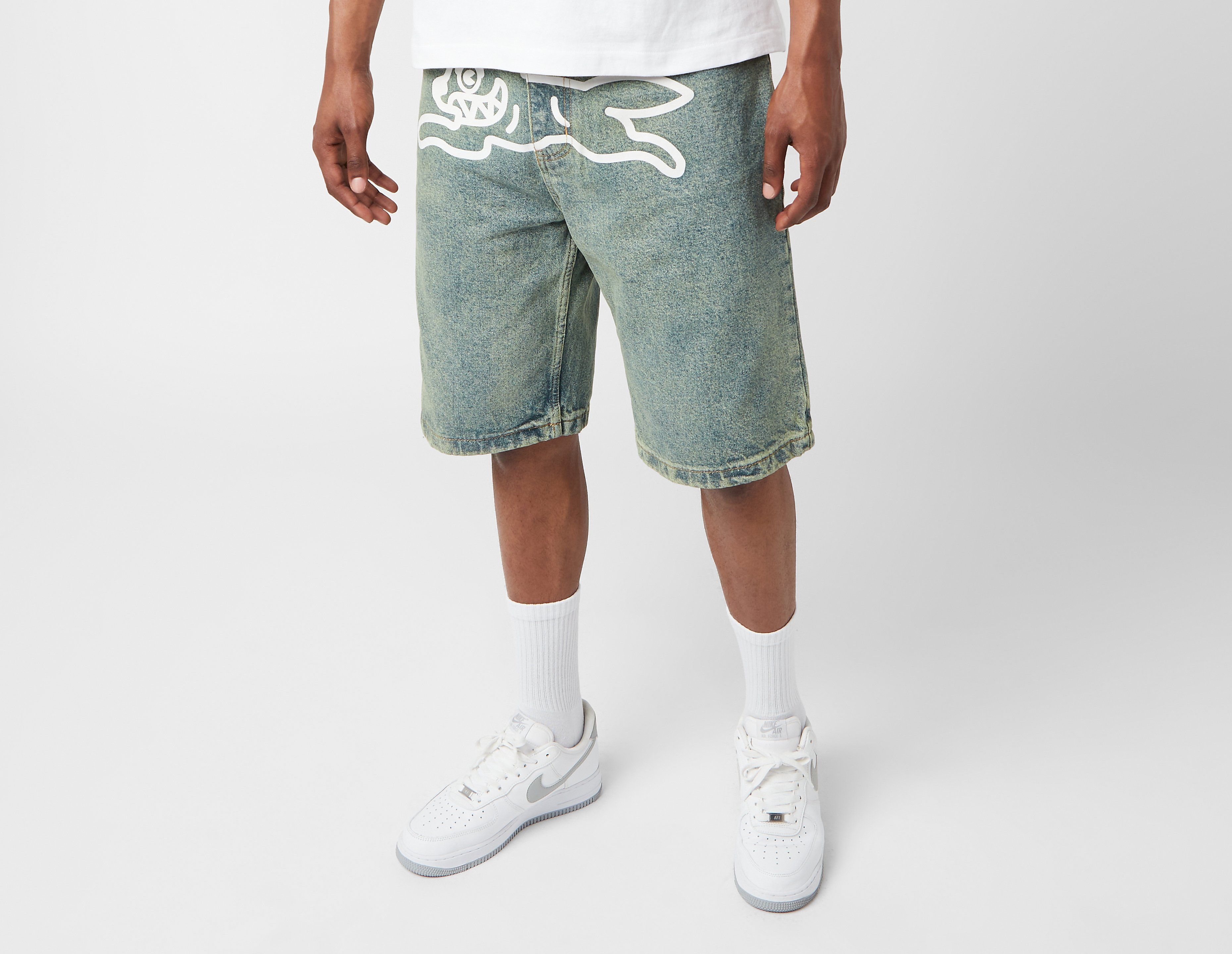 ICECREAM Running Dog Denim Shorts, Blue