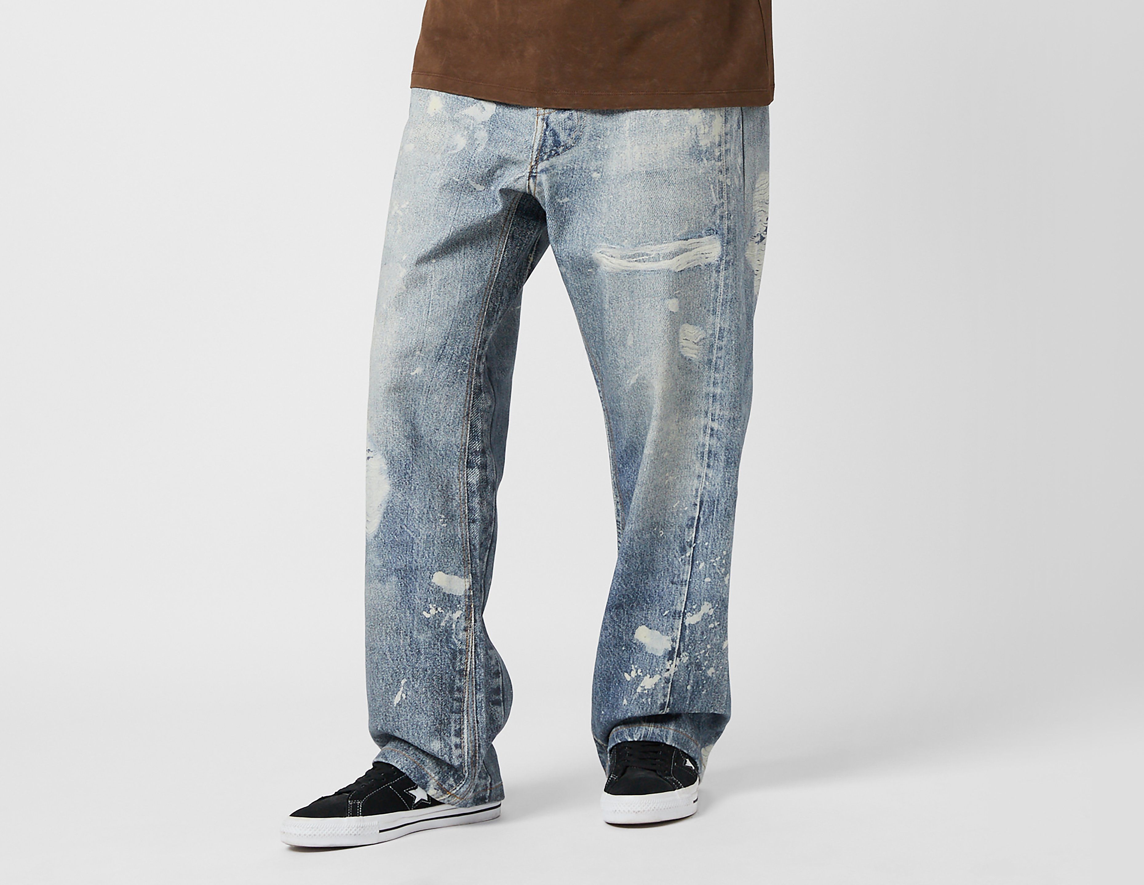 Home Grown Carter Distressed Print Loose Jeans, Blue
