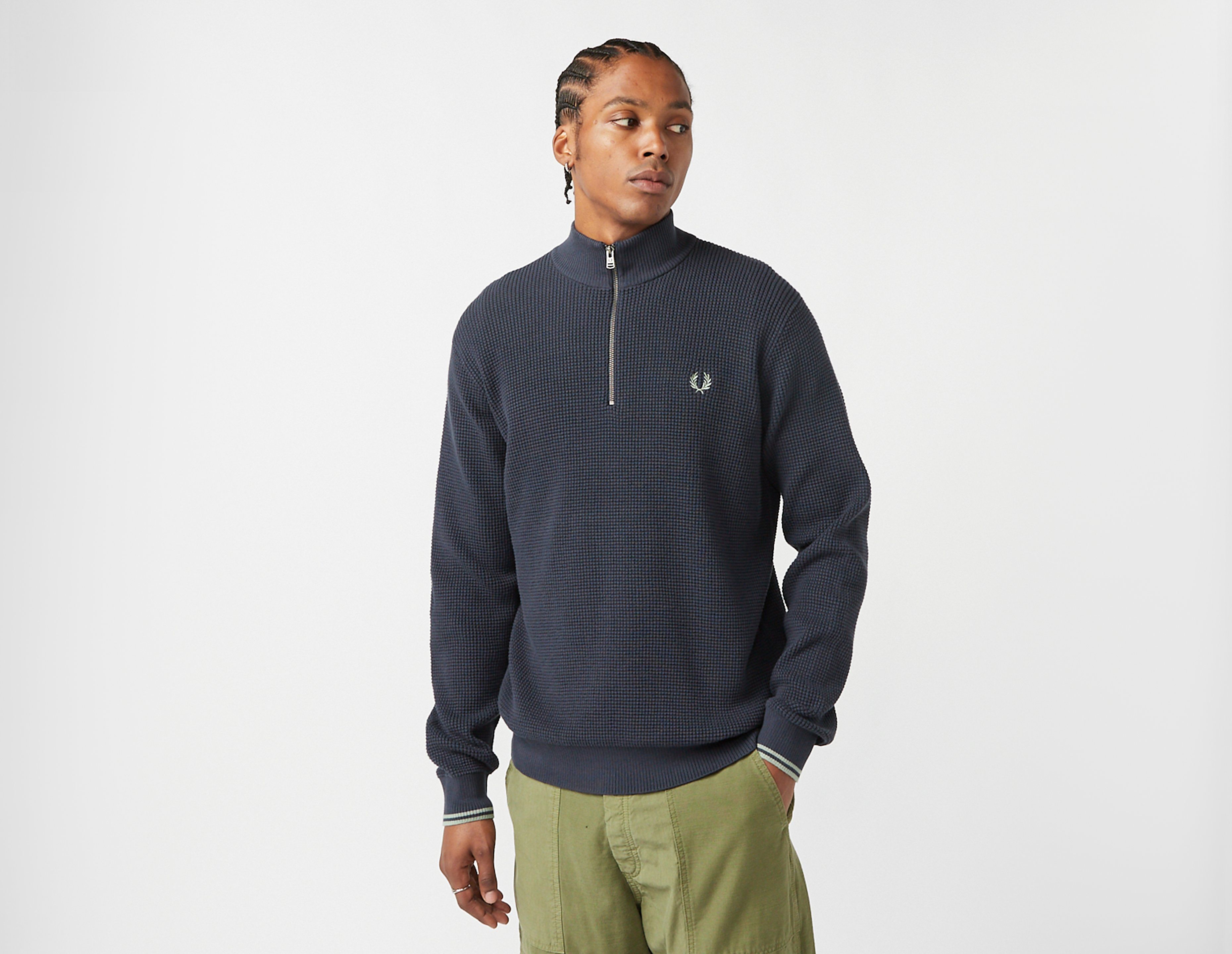 Fred Perry Waffle 1/4 Zip Sweatshirt
