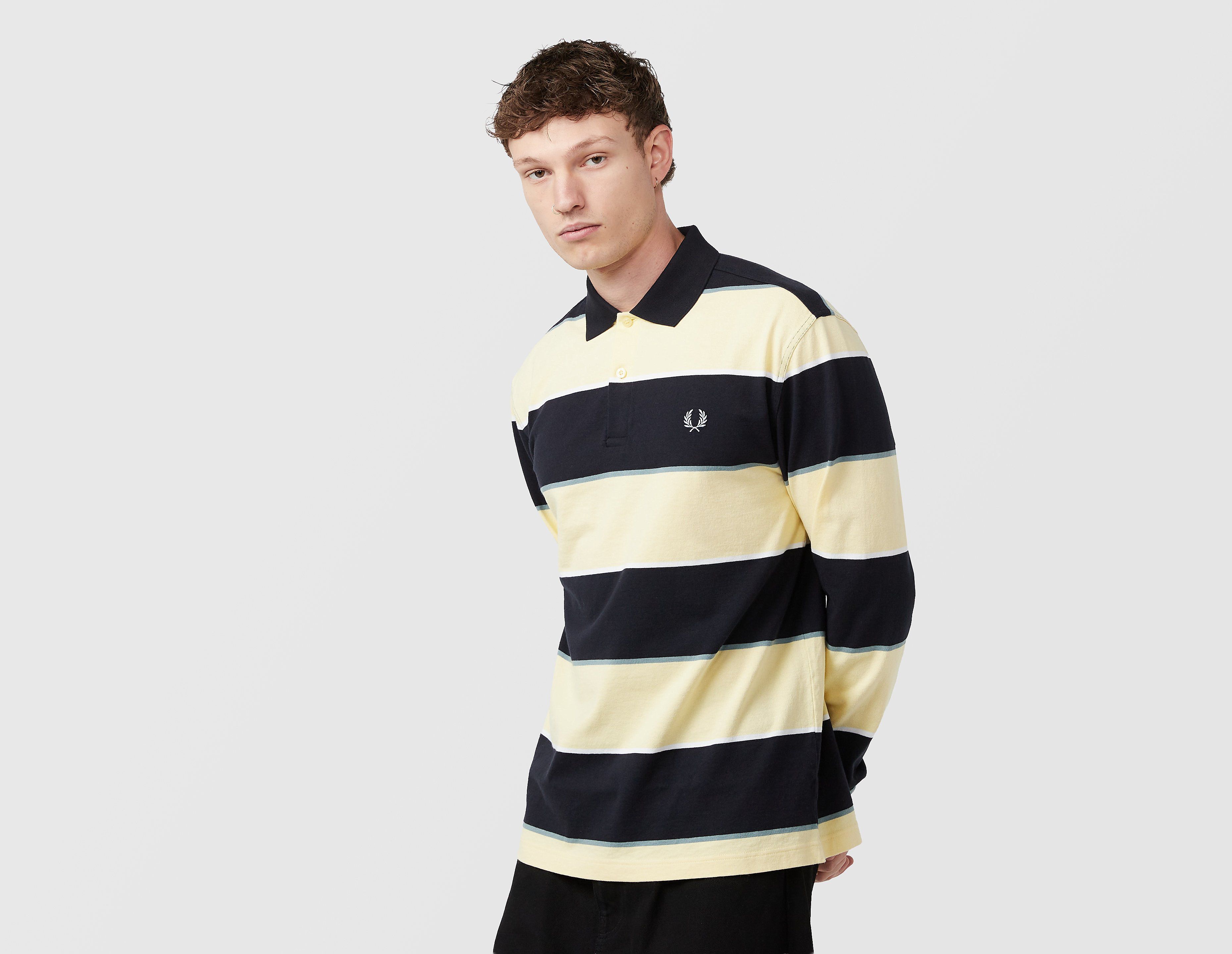 Fred Perry Long Sleeve Striped Polo Shirt, amarillo