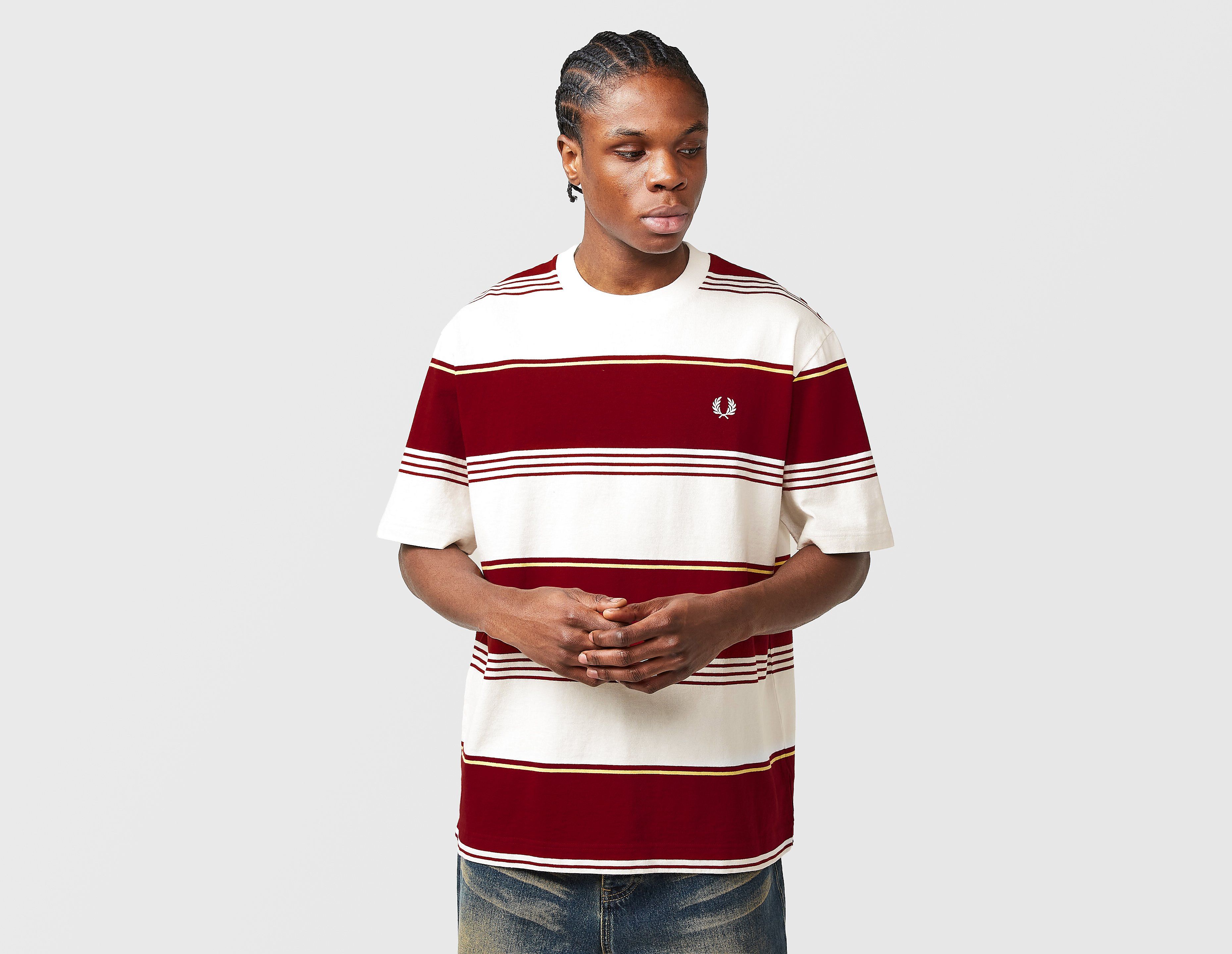 Fred Perry Striped Relaxed T-Shirt, rojo