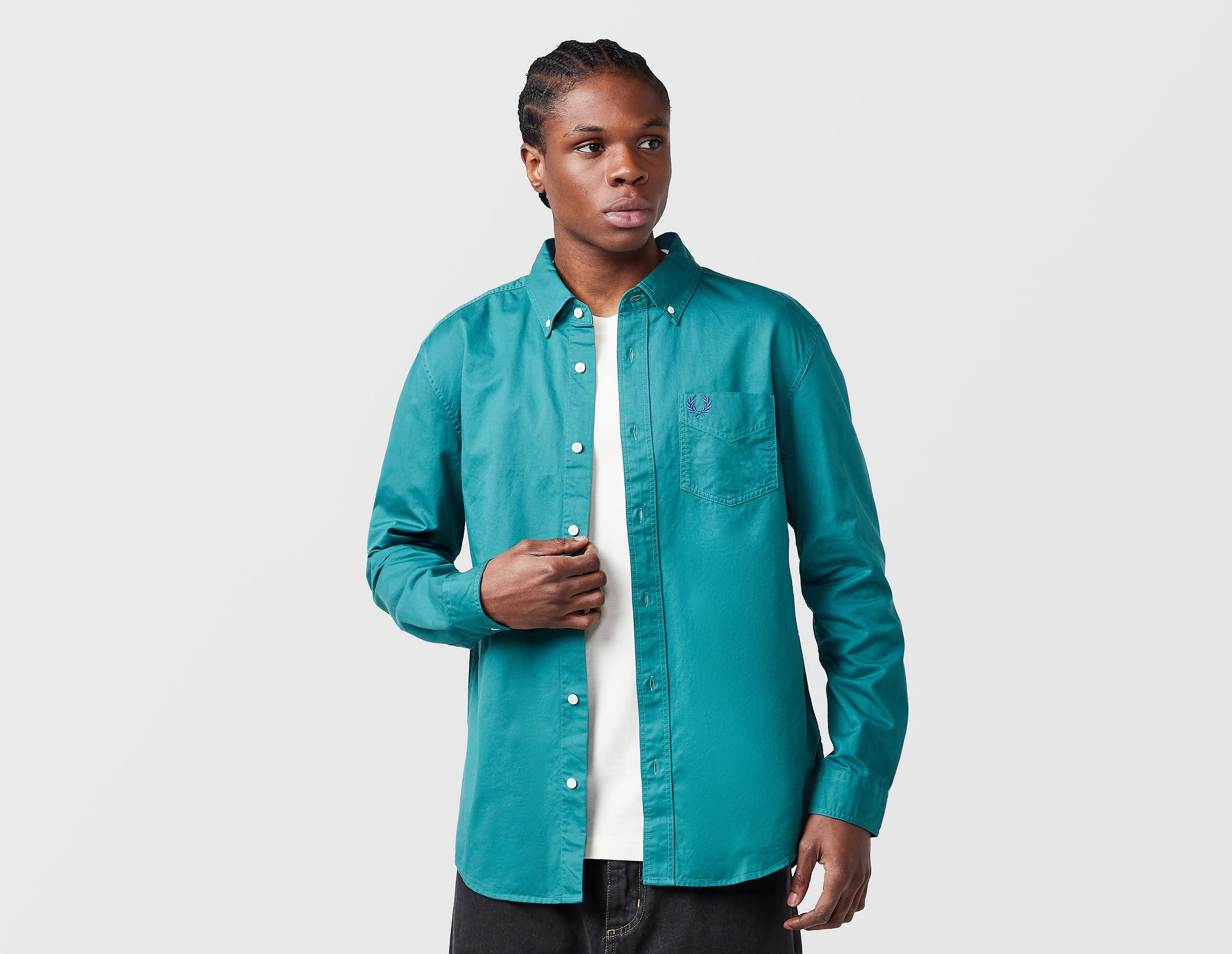 Fred Perry Relaxed Washed Twill Shirt, verde