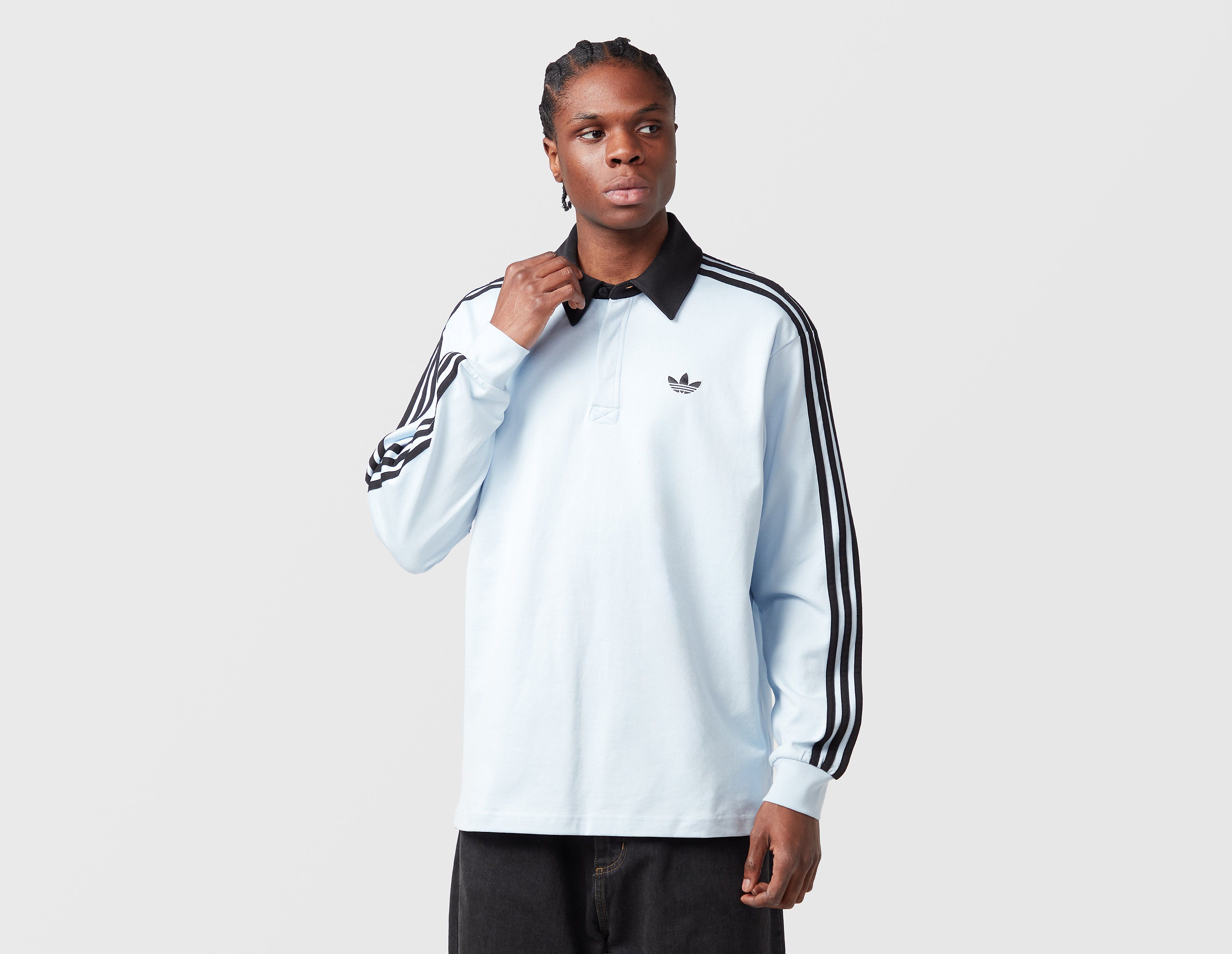adidas 3 Stripes Rugby T-Shirt, azul