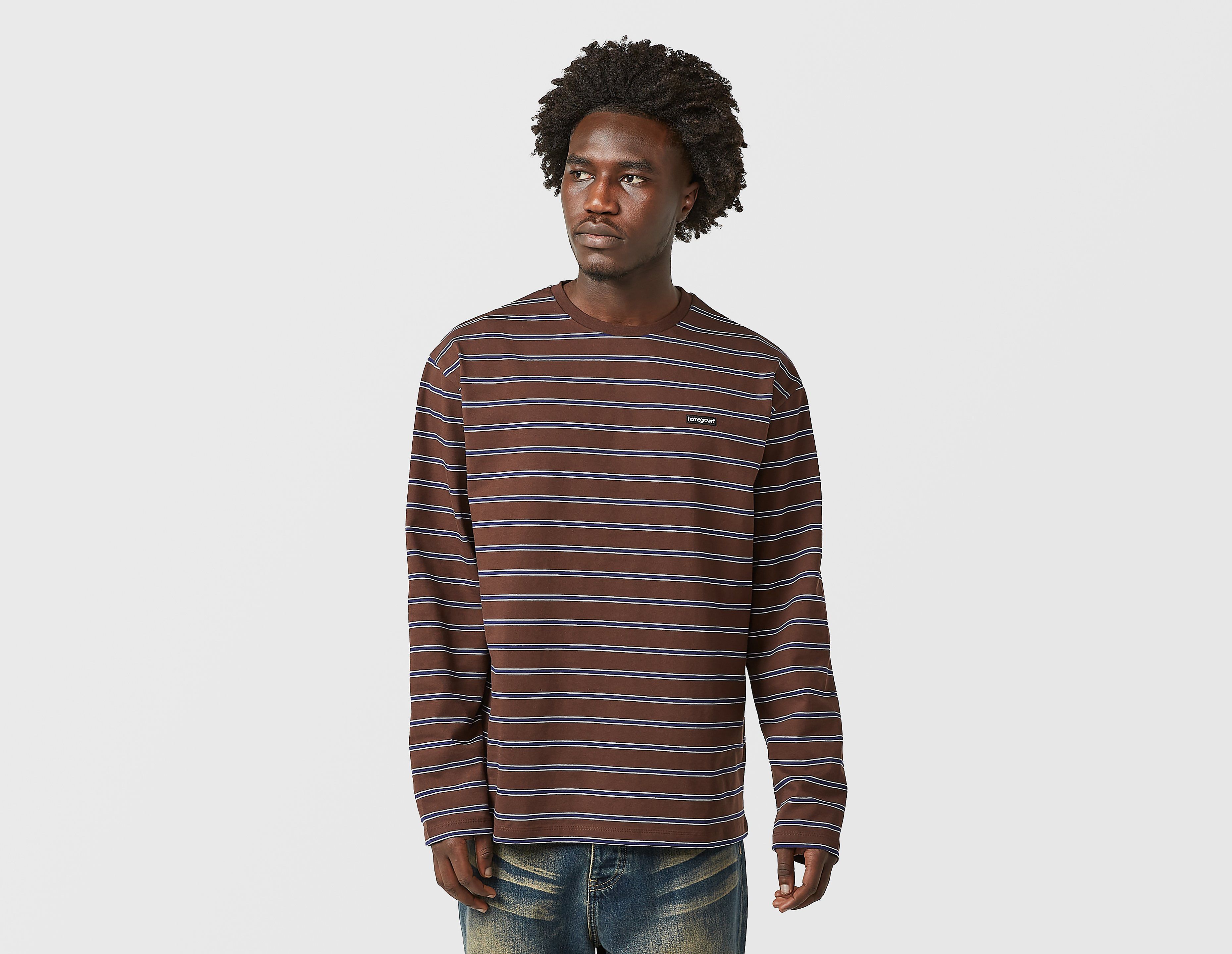 Home Grown Boson Long Sleeve Striped T-Shirt, marrón
