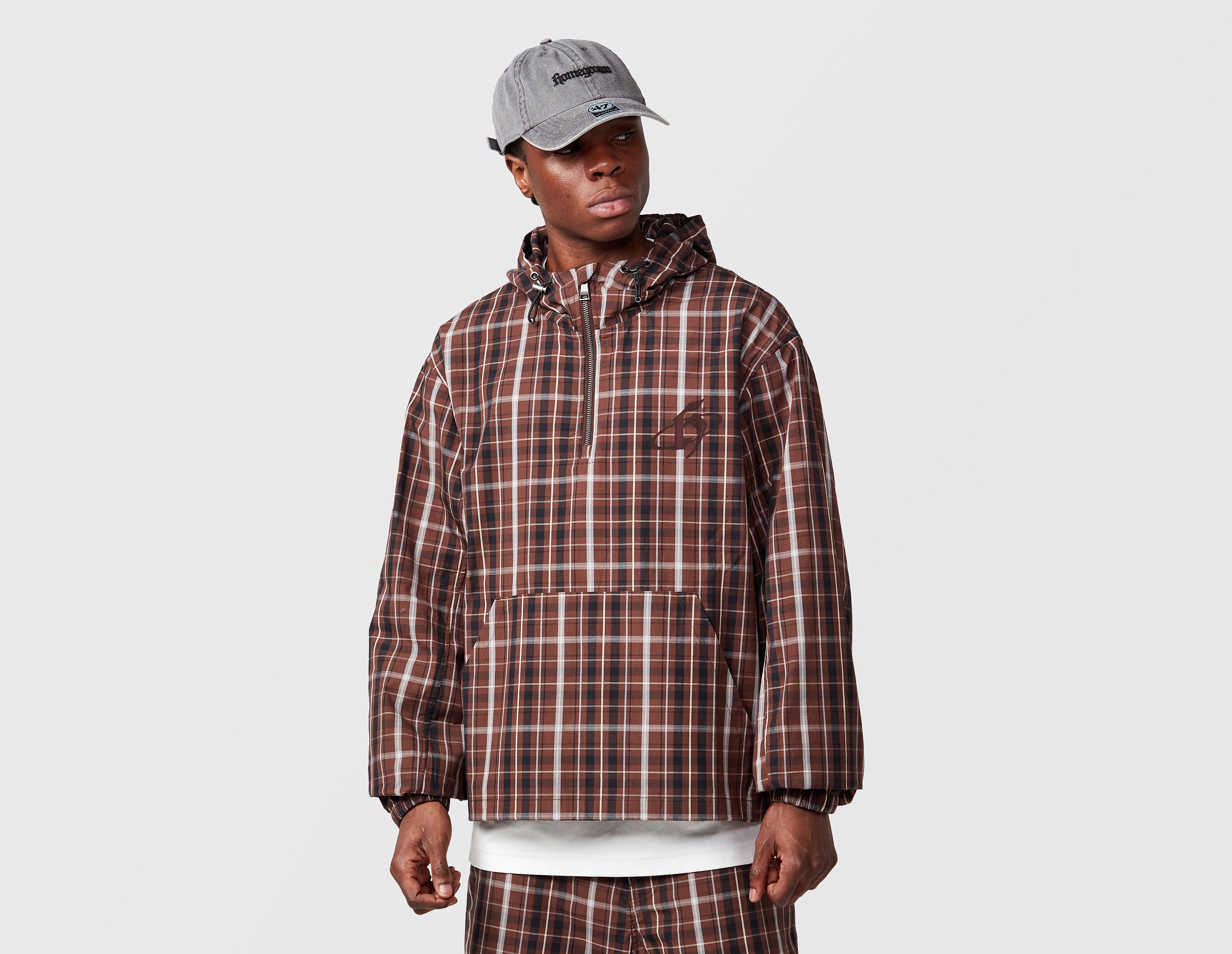 Home Grown Dover 1/4 Zip Check Jacket, marrón