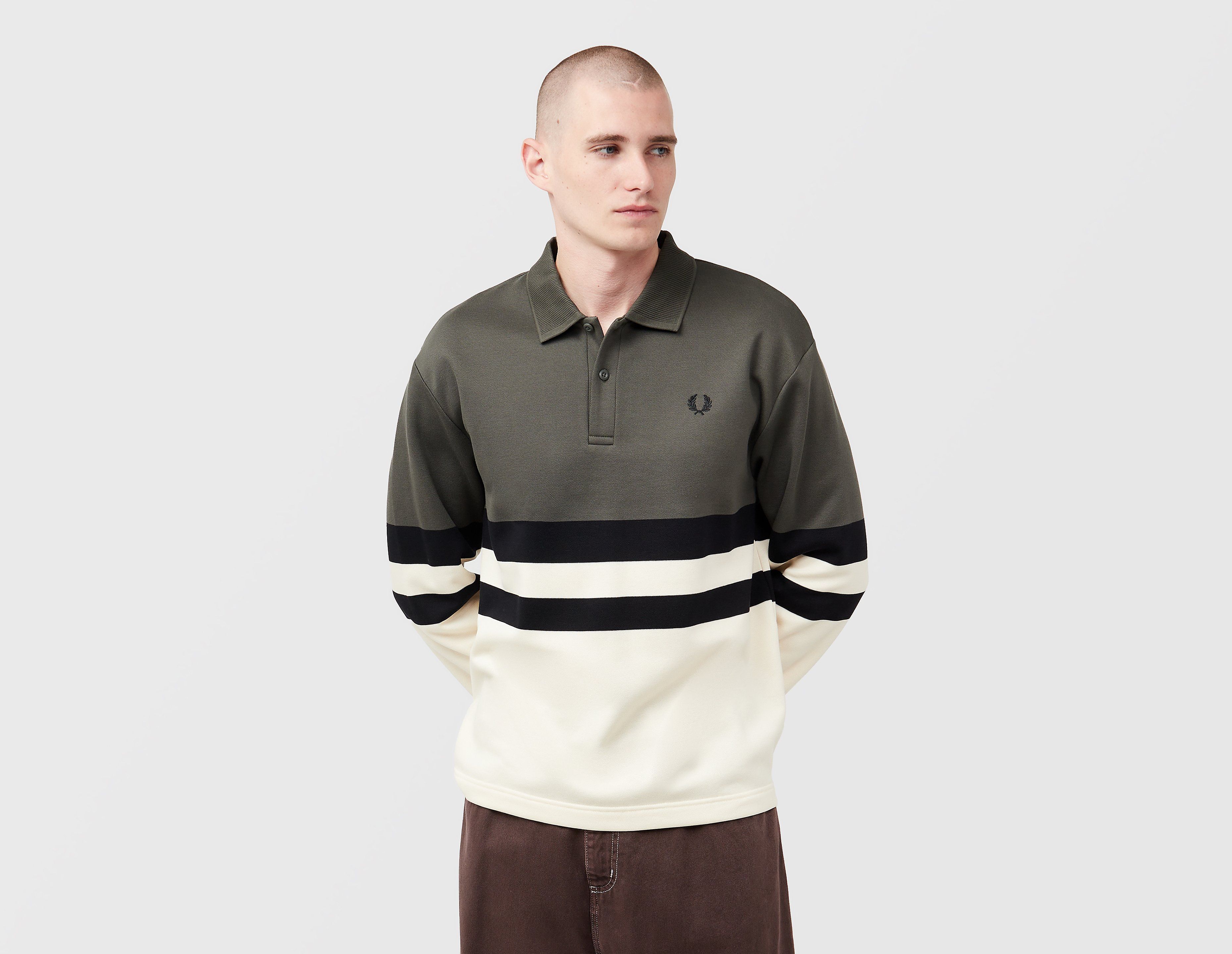 Fred Perry Colour Block Collared Sweatshirt, groen