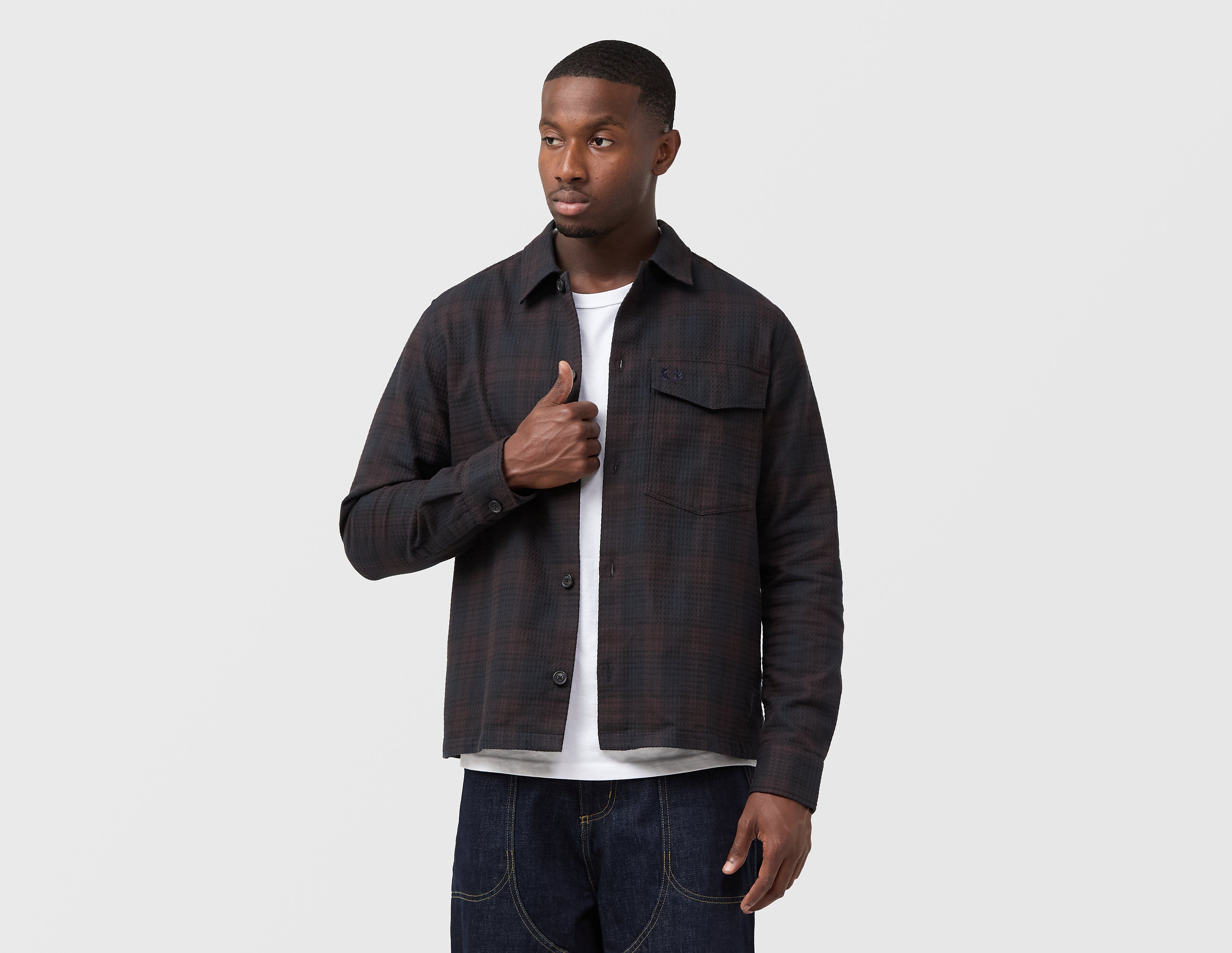Fred Perry Textured Check Overshirt, blauw