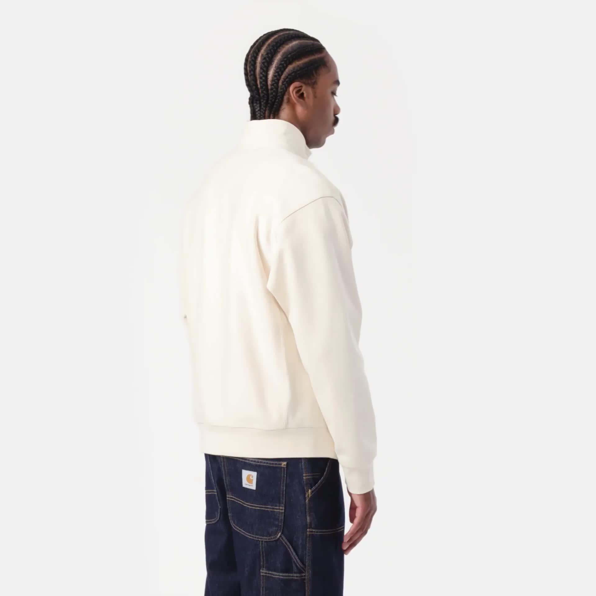 白　script inner set Carhartt WIP Half Zip American Script Sweatshirt, Natural | Loja