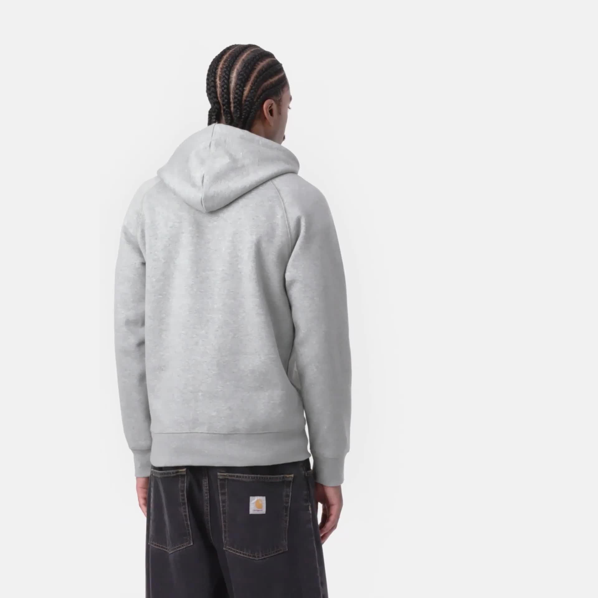 トップス HOODED CHASE SWEAT - Grey Heather / Gold Carhartt WIP Hooded Chase Sweatshirt Grey Heather - Gold – Black