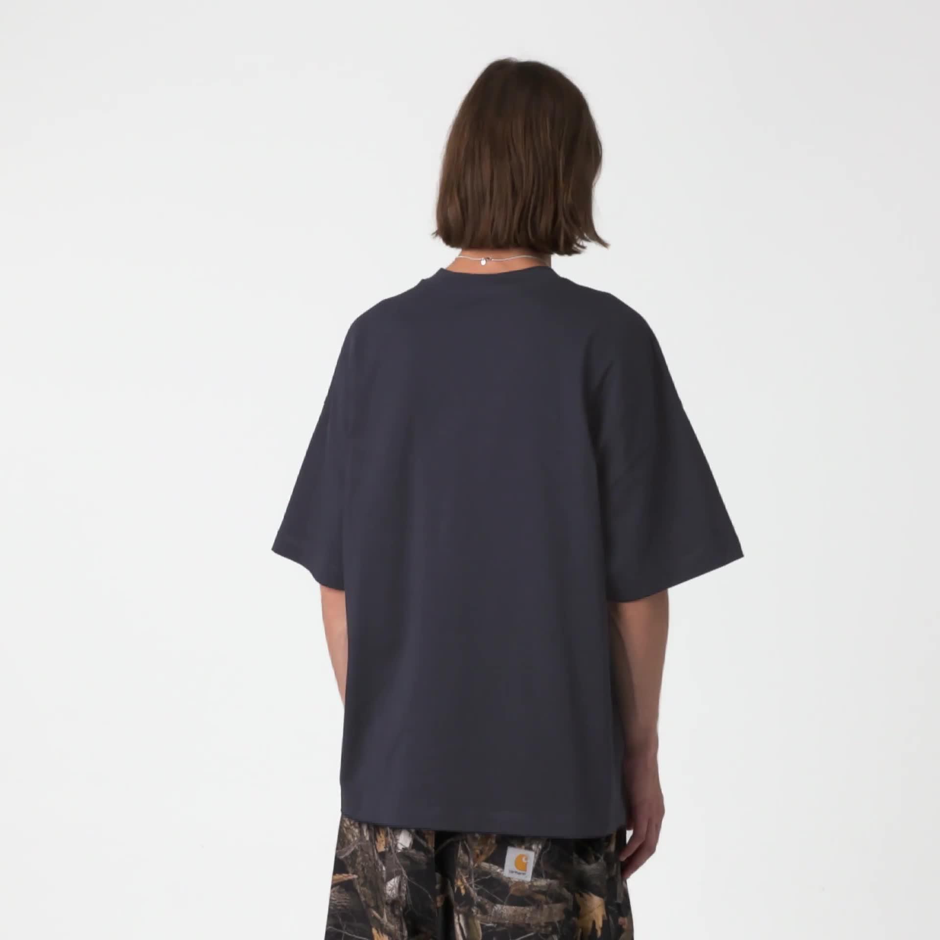 Carhartt WIP S/S Signature Script T-Shirt, Dark Navy / WIP Dusty H