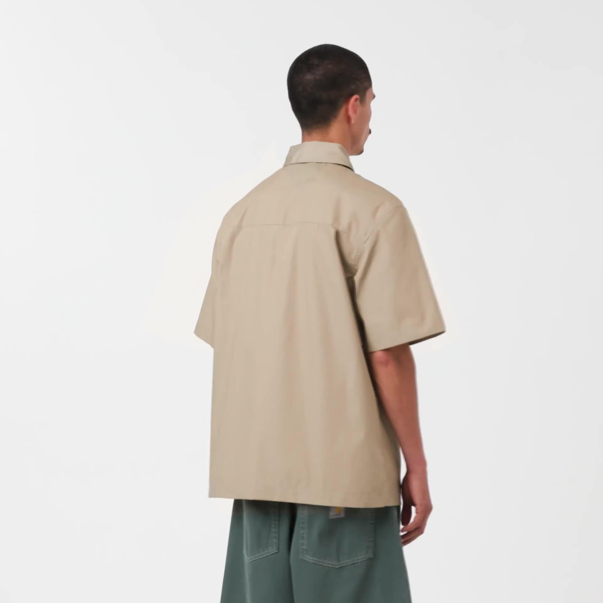 Carhartt WIP S/S Postal Zip Shirt, Iroko / Black | Official Online