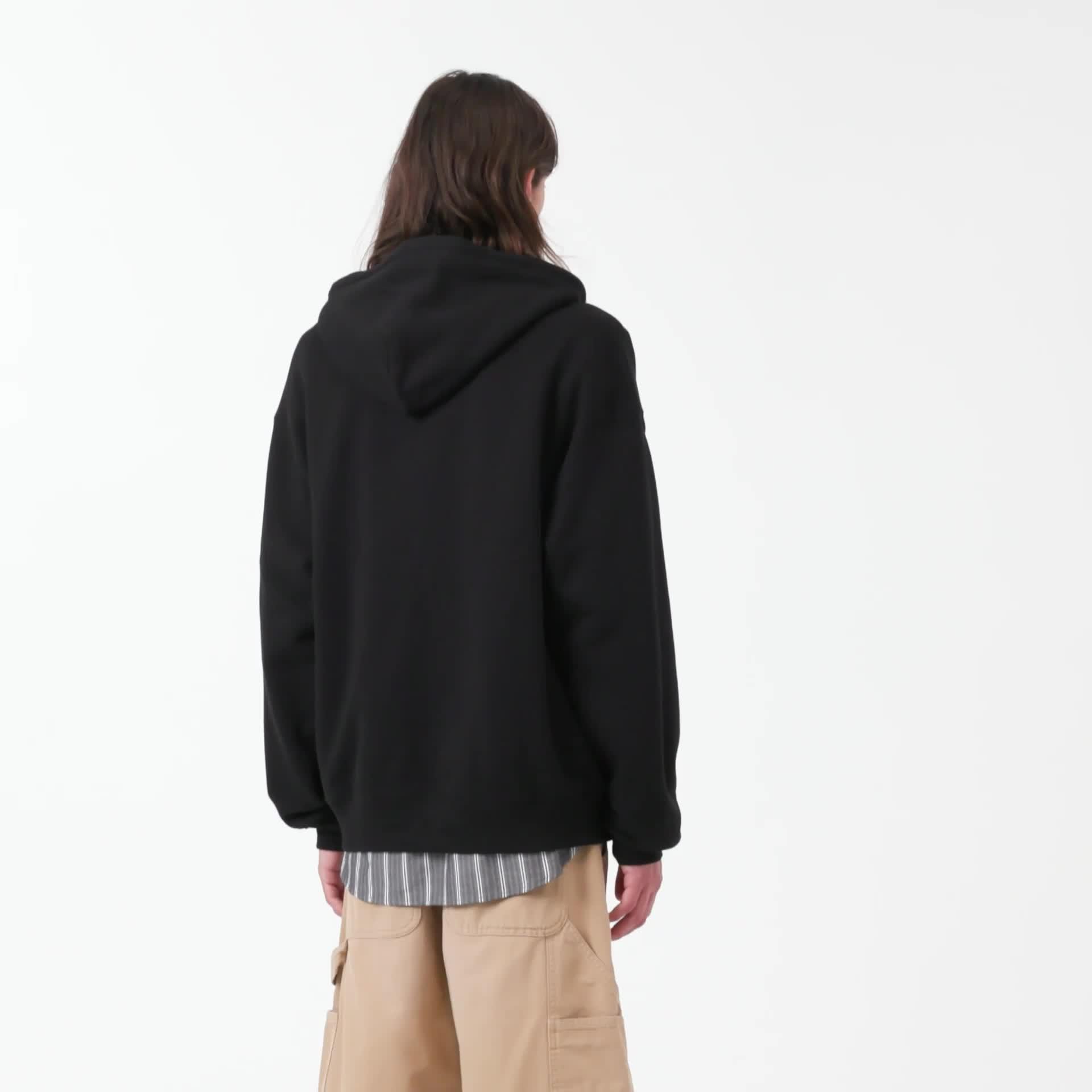Carhartt WIP Hooded WIP Label Sweat Jacket, Black | Official 