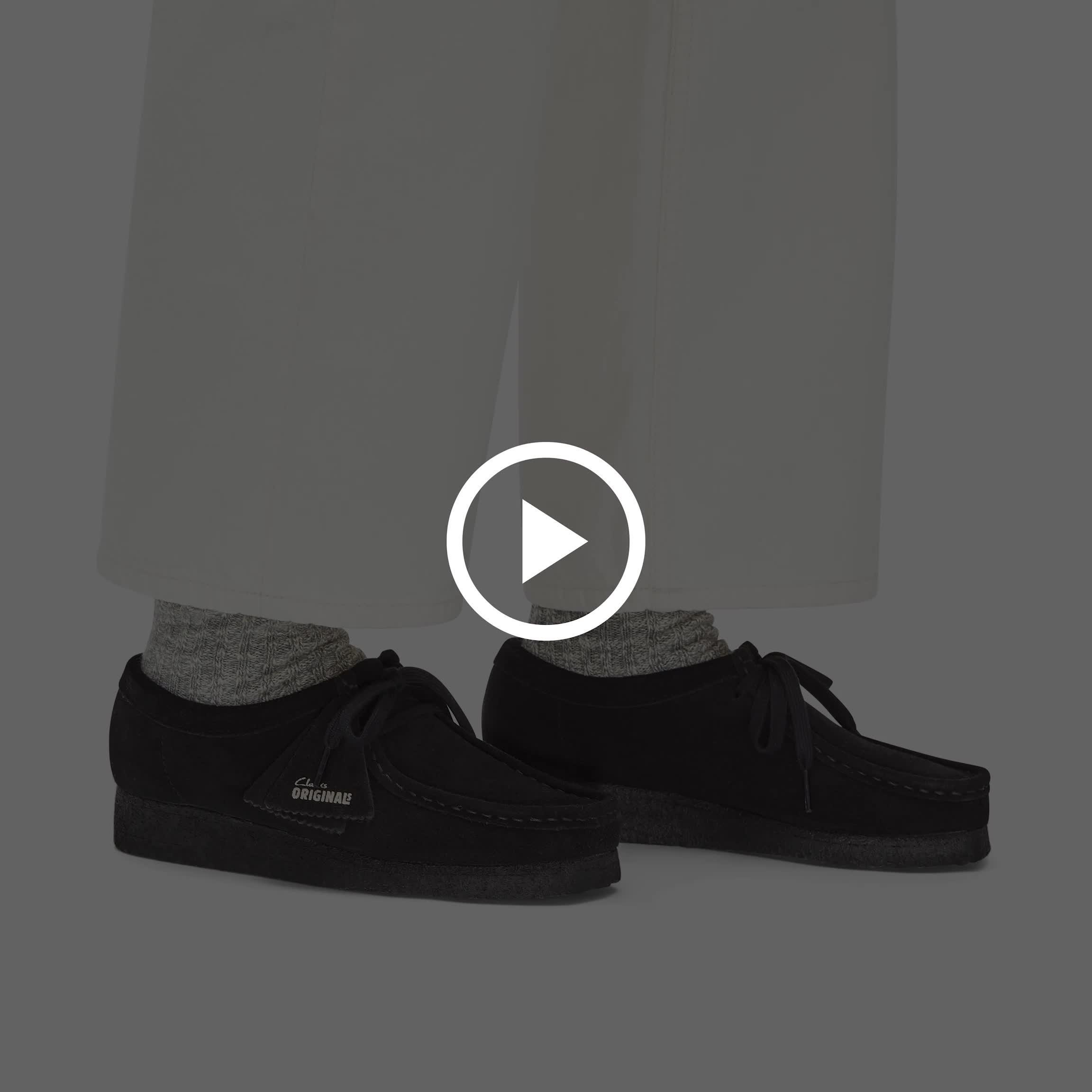 Womens Wallabee Black Suede Wallabee, Lace Up Shoes | Clarks UK