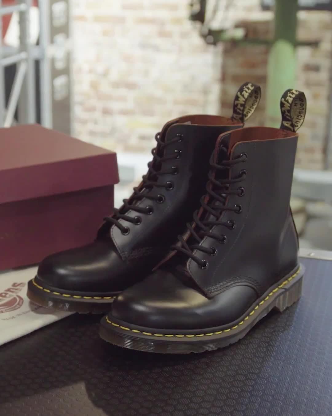 Botas 1460 Vintage de piel Quilon en Negro Dr. Martens