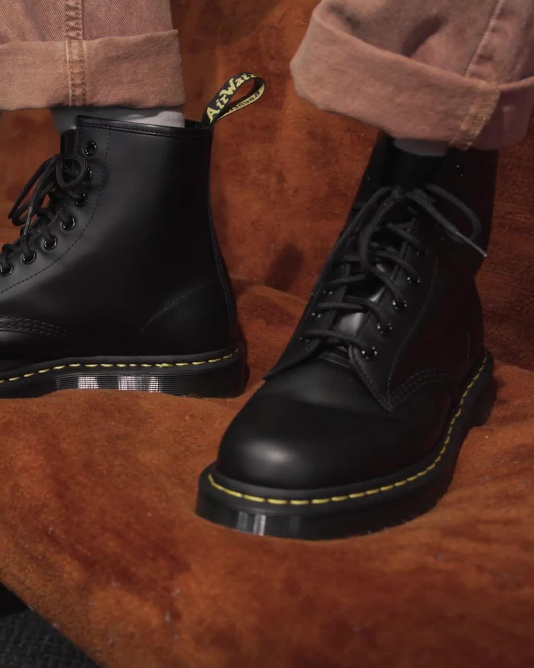 1460 Bex Glattleder Plateaustiefel in Schwarz Dr. Martens