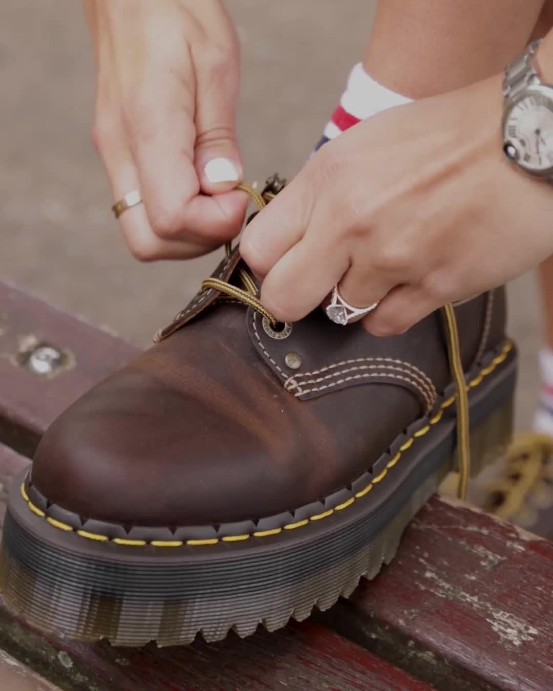 8053 Arc Crazy Horse Leather Platform Casual Shoes in Dark Brown Dr. Martens