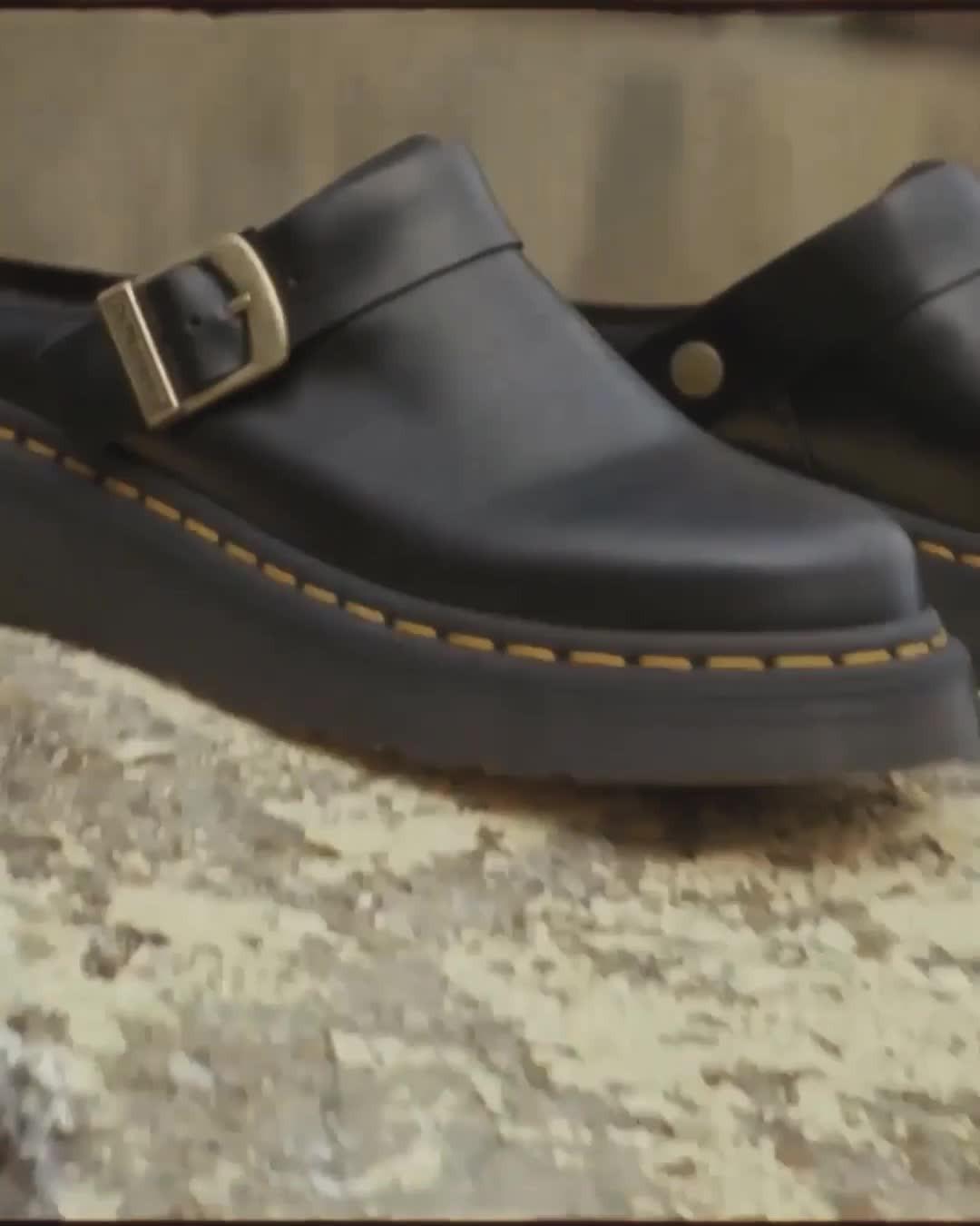 [DR.MARTENS] Laketen Black Atlas ☆ Laketen Atlas Leather Slingback Platform Mules in Black