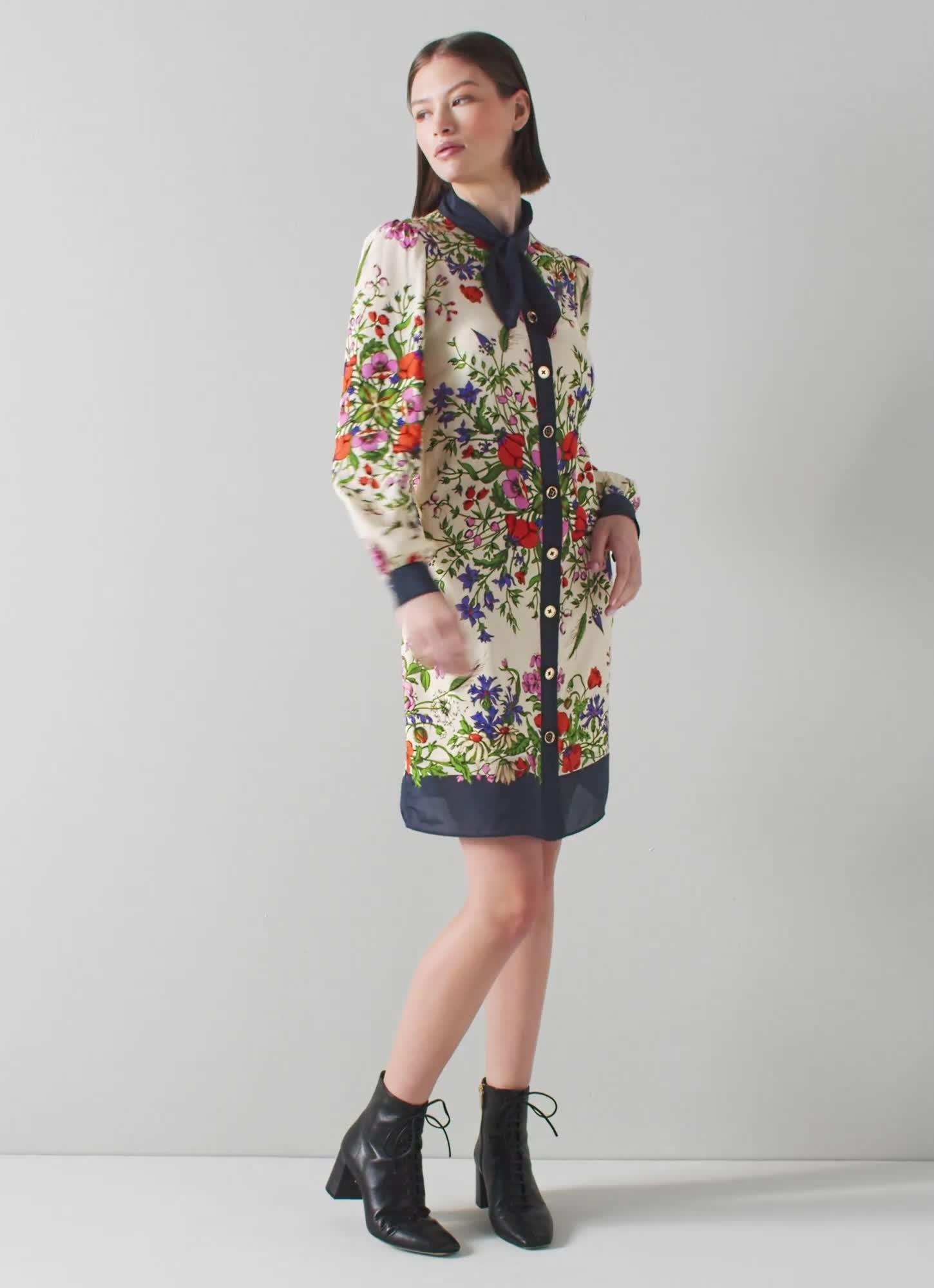 Ernst Cream Poppy Print Silk-Blend Shirt Dress | Clothing | Sale