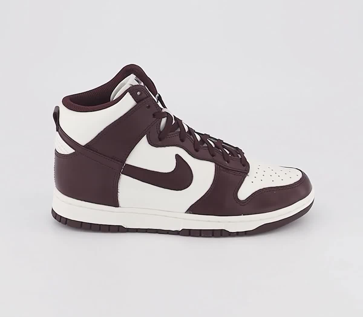 Nike Dunk High trainers in sail white and burgundy