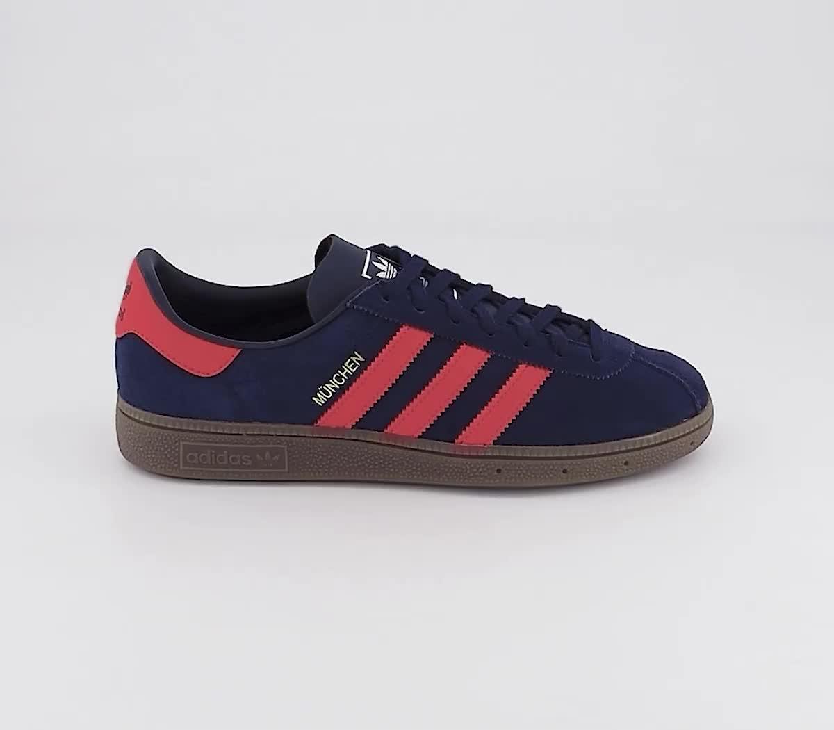 adidas Munchen Trainers Dark Blue Solar Red Gum Men s Trainers