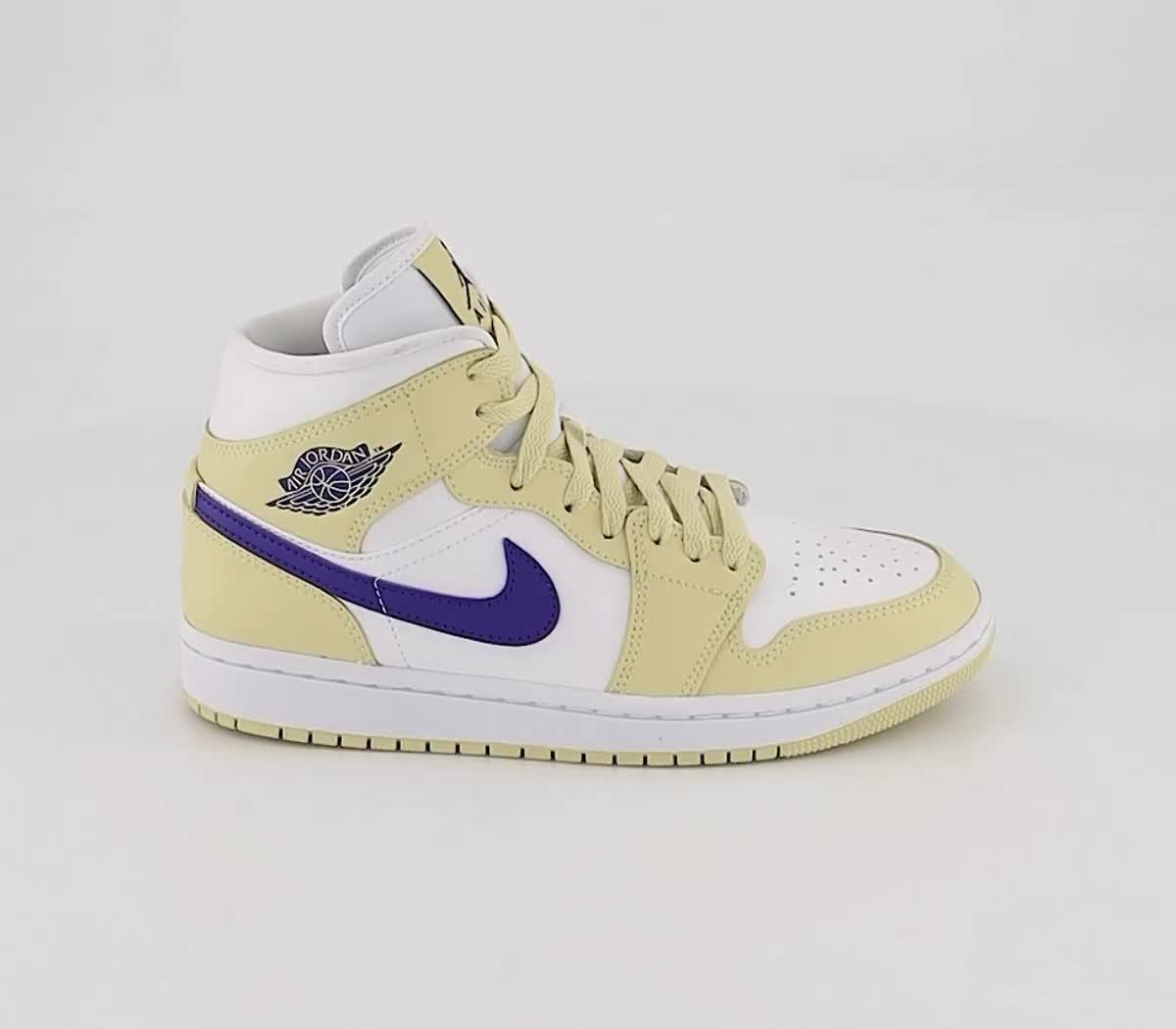 Jordan Air Jordan 1 Mid Trainers Lemon Wash Lapis White - Women's